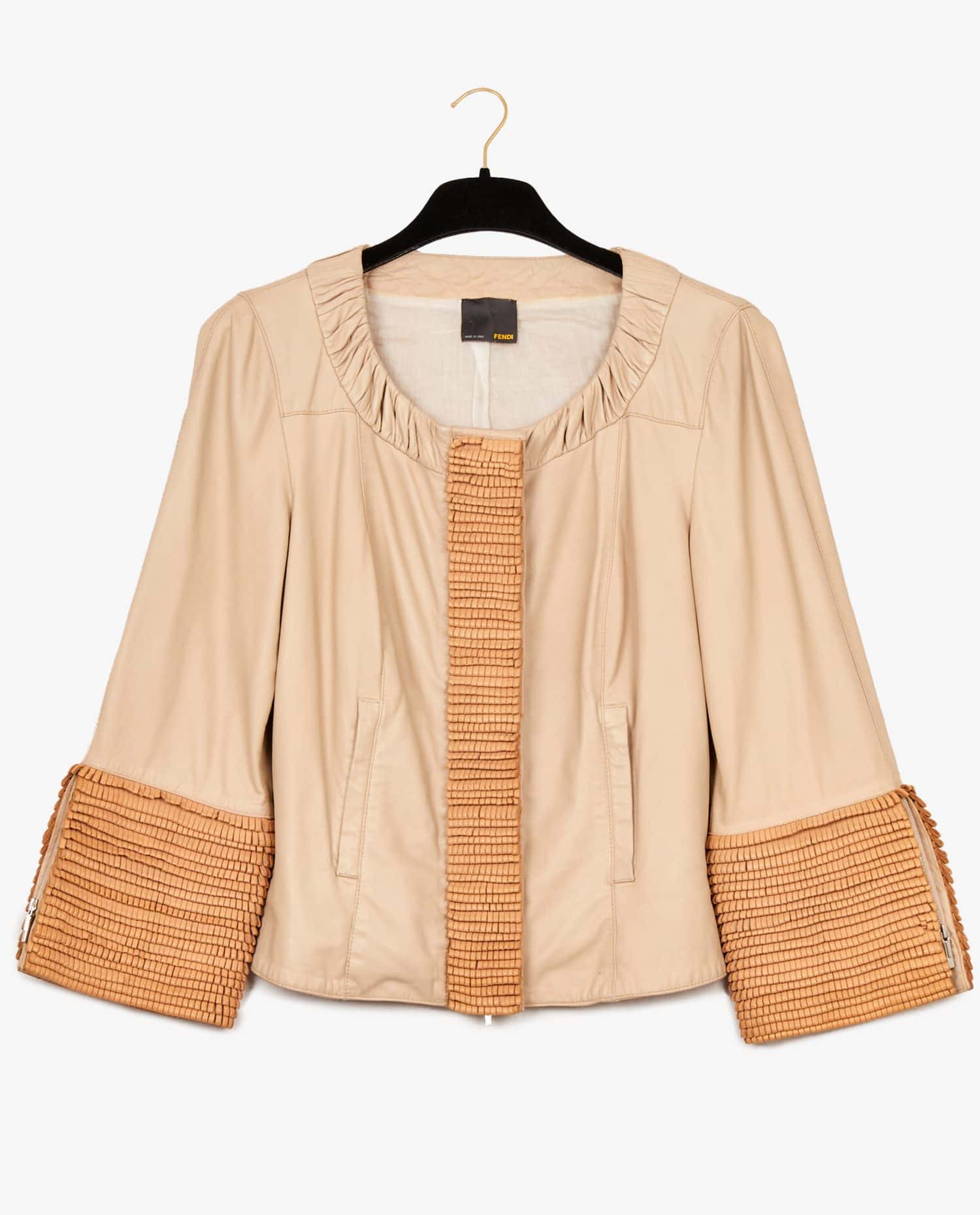 Fendi — Veste Fendi cuir agneau beige