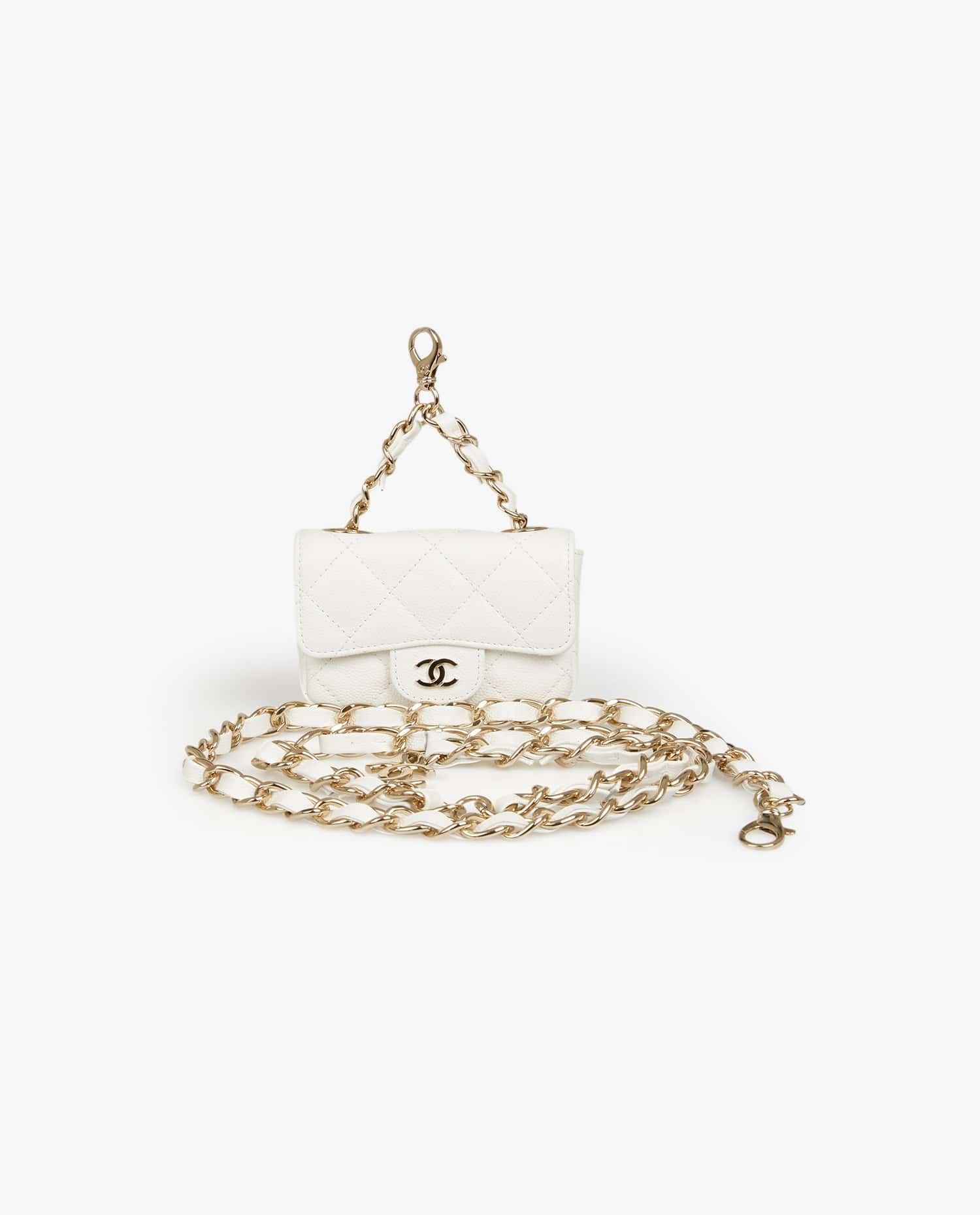 Chanel — Sac ceinture Chanel cuir grainé blanc