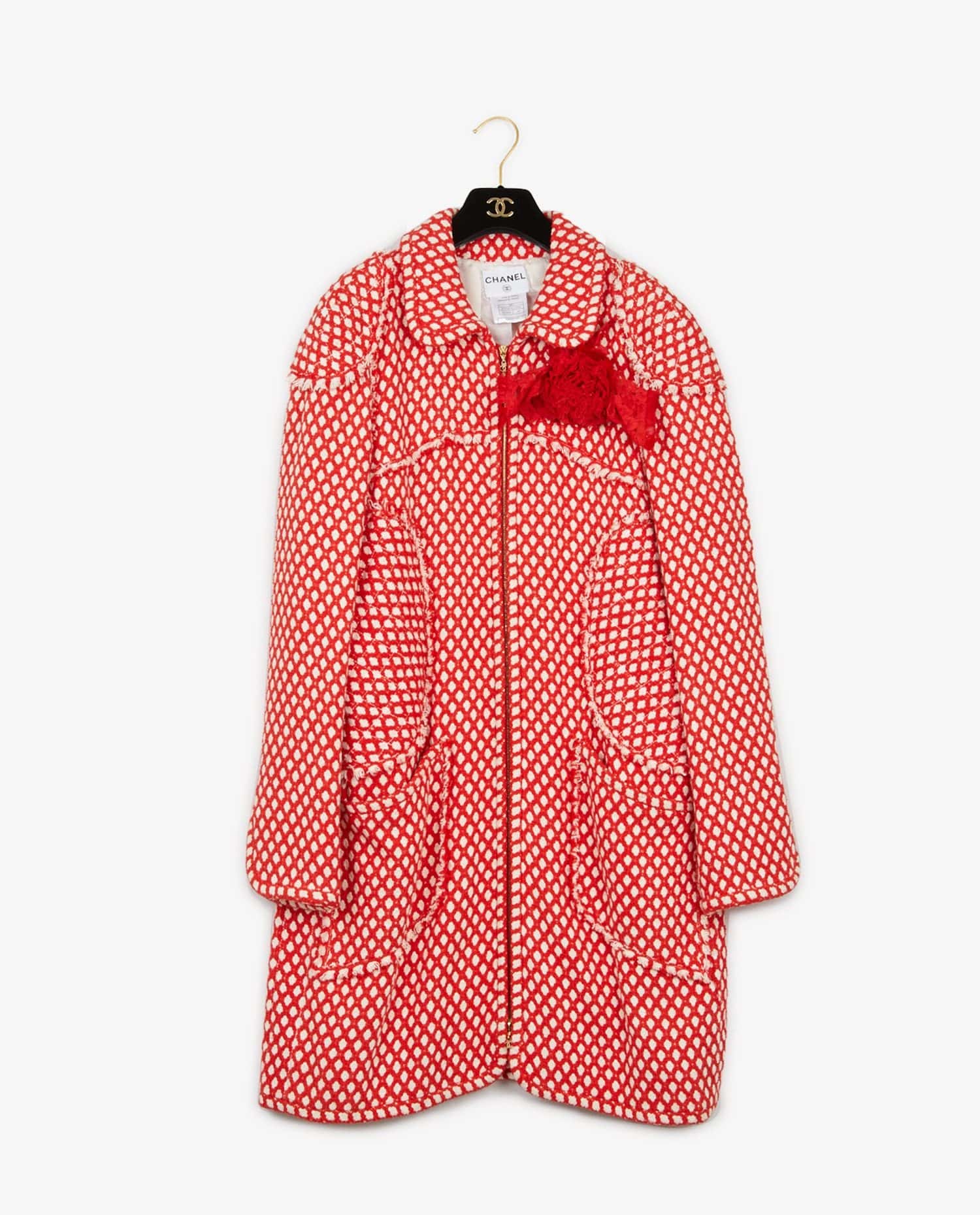 Chanel — Manteau Chanel tweed rouge