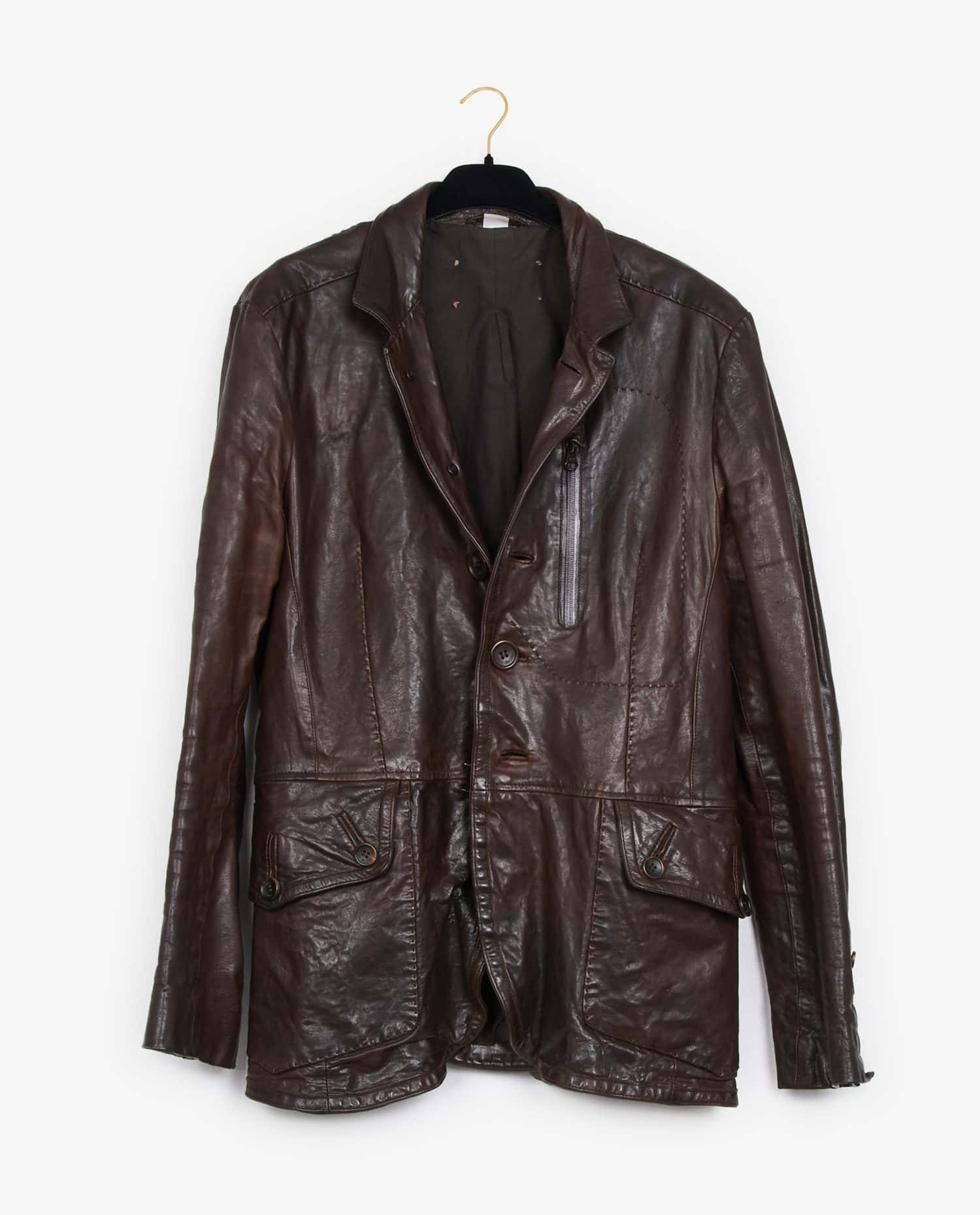 John Galliano — John Galliano brown leather jacket