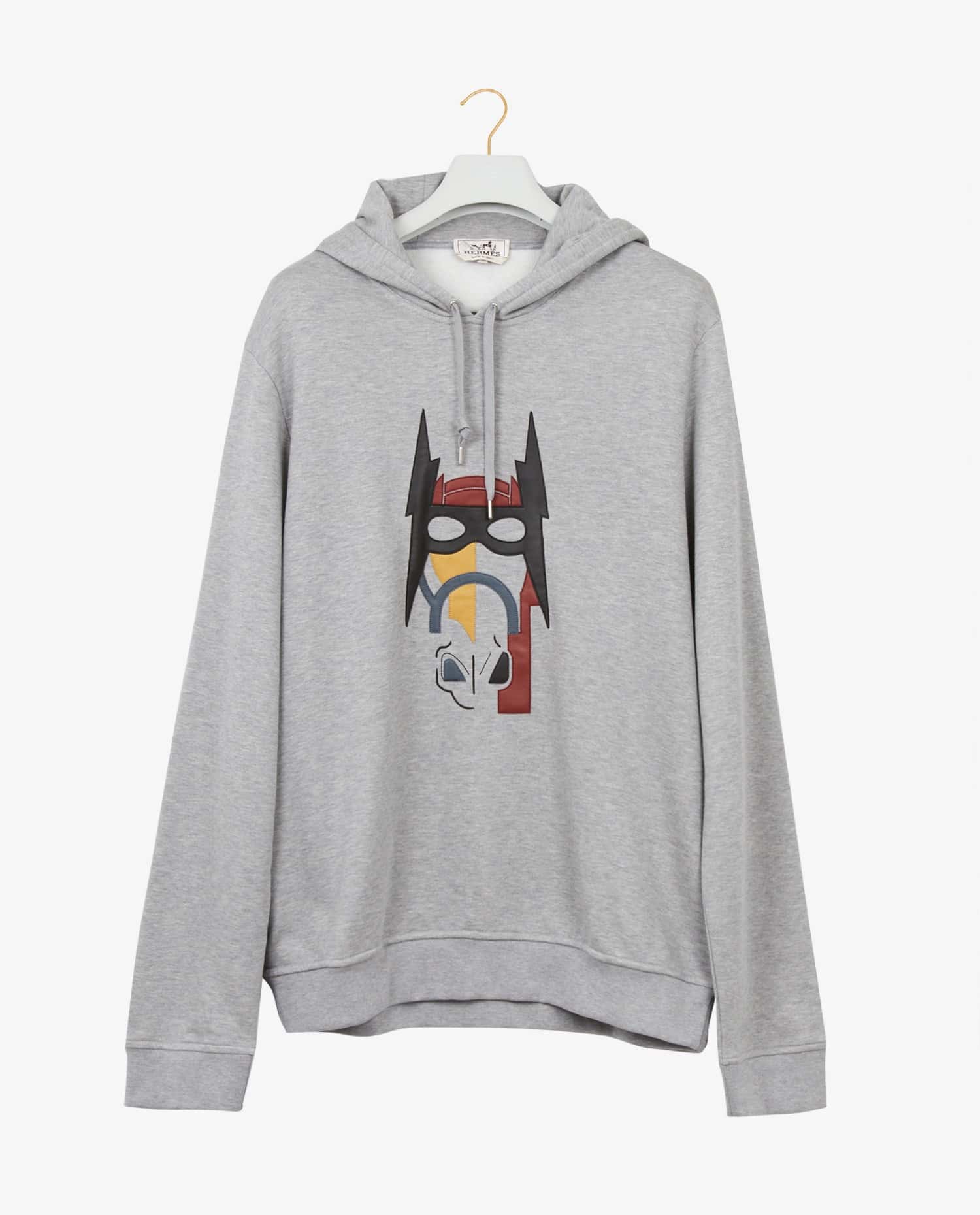 HERMÈS — Sweat à capuche Hermès patch cuir
