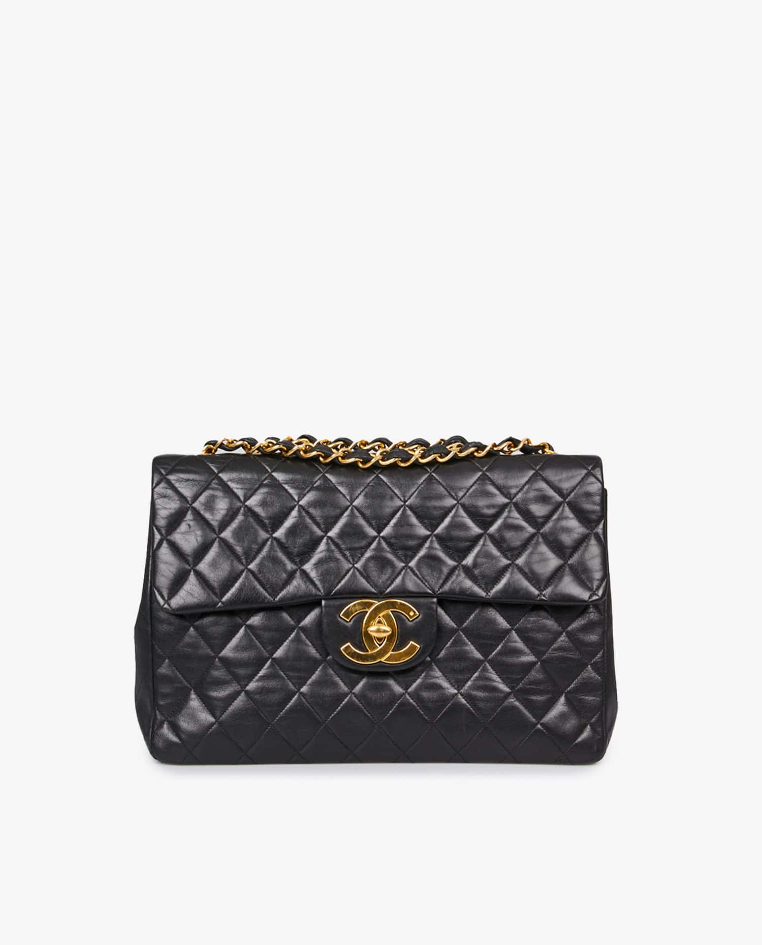 Chanel — Maxi jumbo Chanel cuir agneau noir