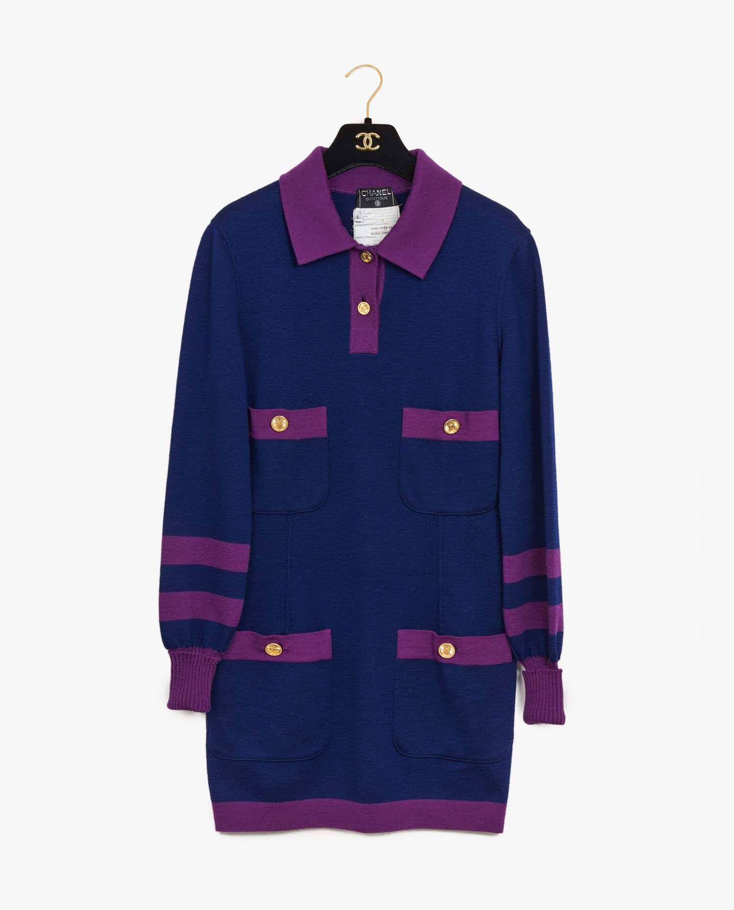 Chanel — Robe pull Chanel bicolore vintage