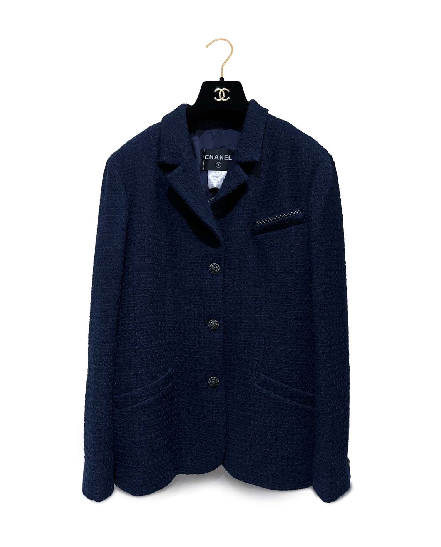 Chanel — Veste Chanel tweed bleu marine