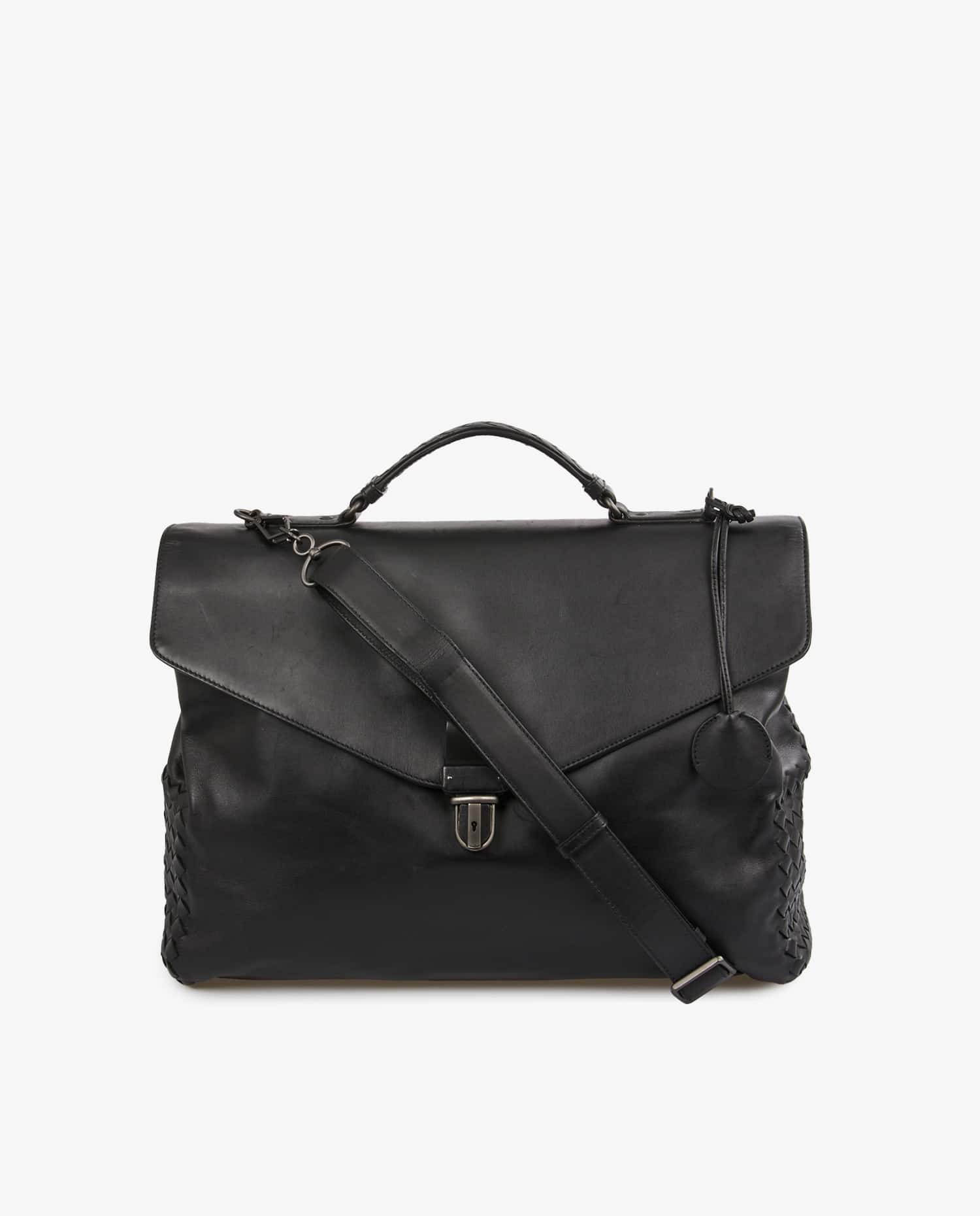 Bottega Veneta — Bottega Veneta black leather satchel