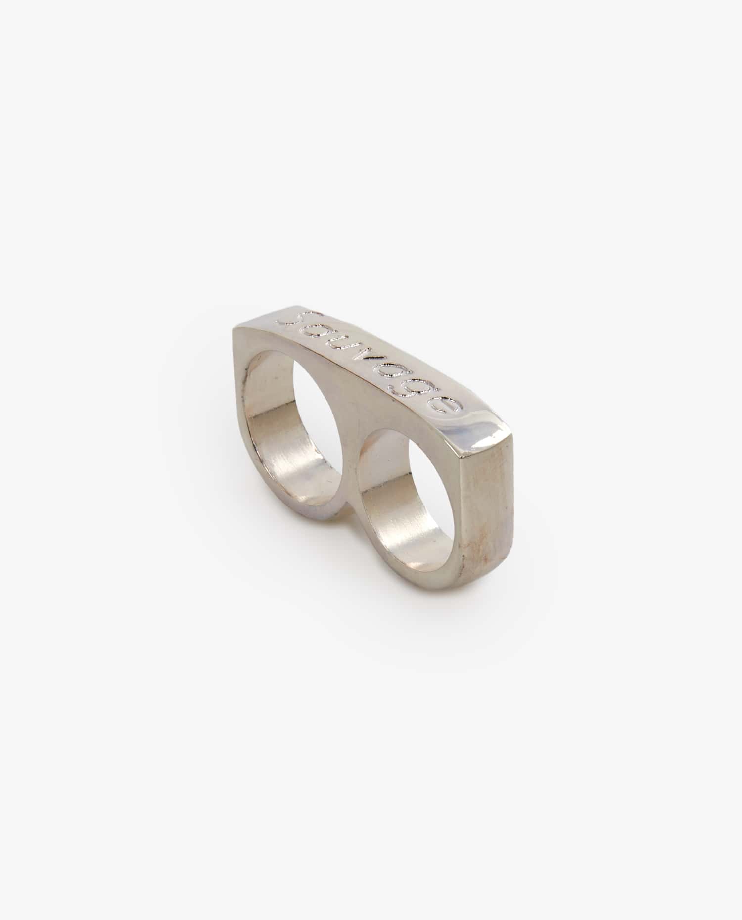 Bague double doigts " SAUVAGE " en laiton argenté