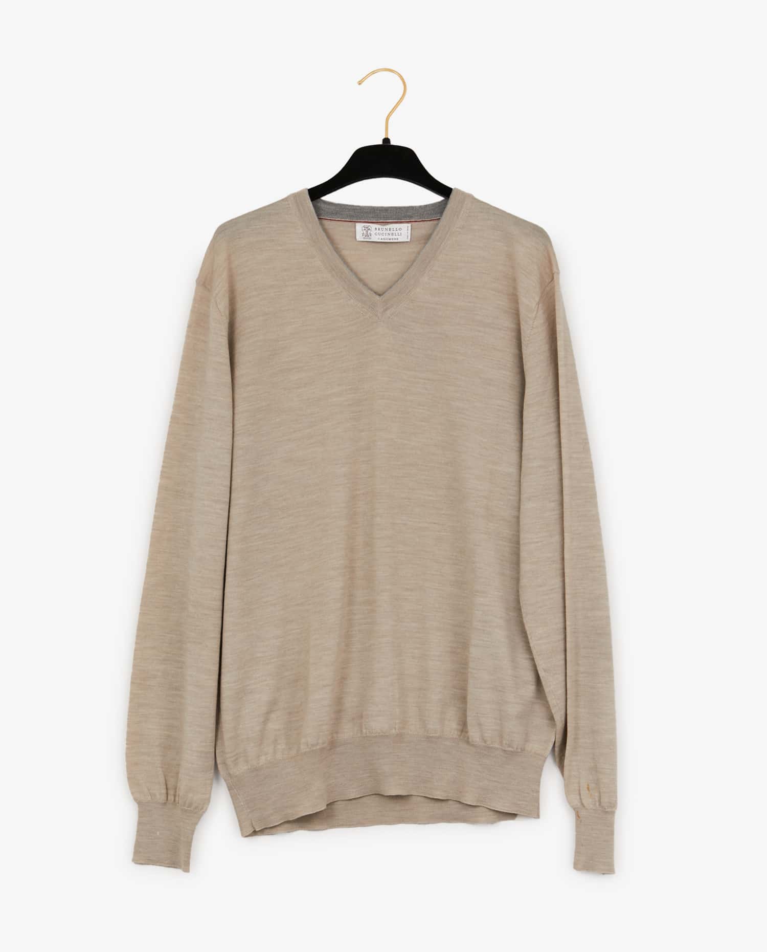 Brunello Cucinelli — Pull col V Brunello Cucinelli beige