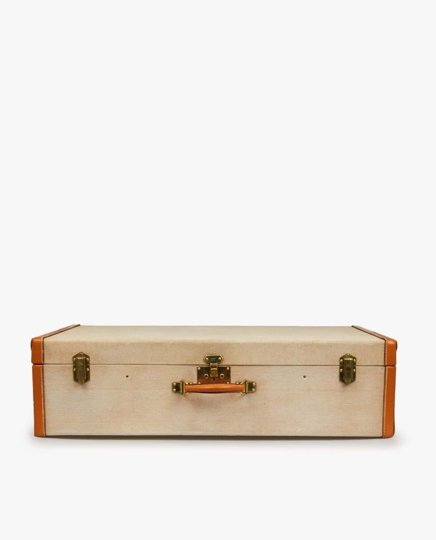 HERMÈS — Valise Hermès toile et cuir vintage