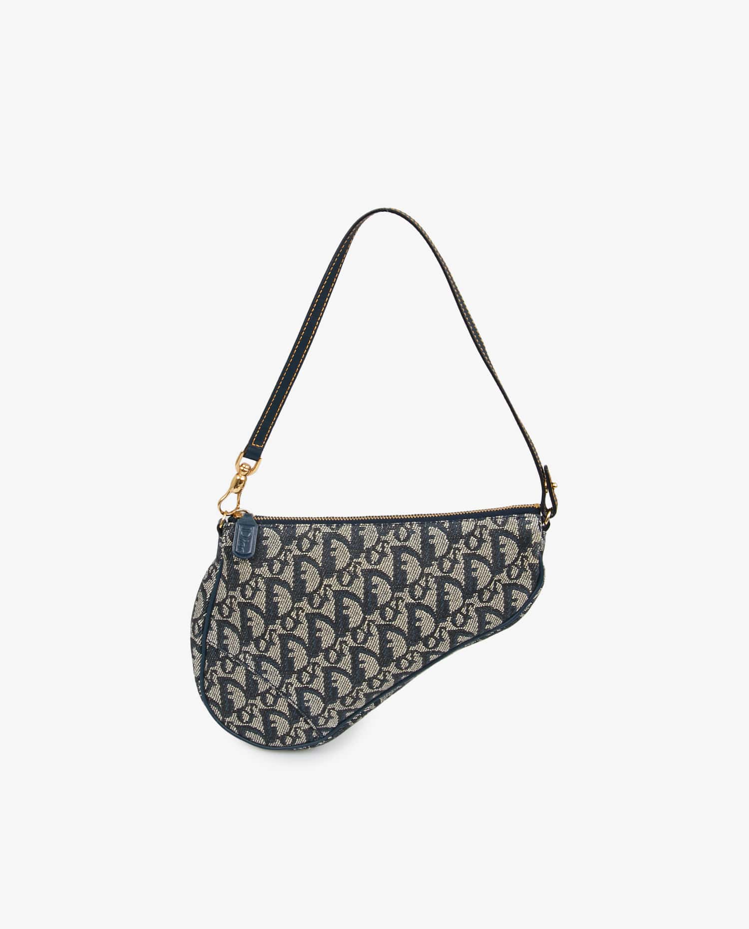 Christian Dior — Mini Saddle bleu Christian Dior toile Monogramme