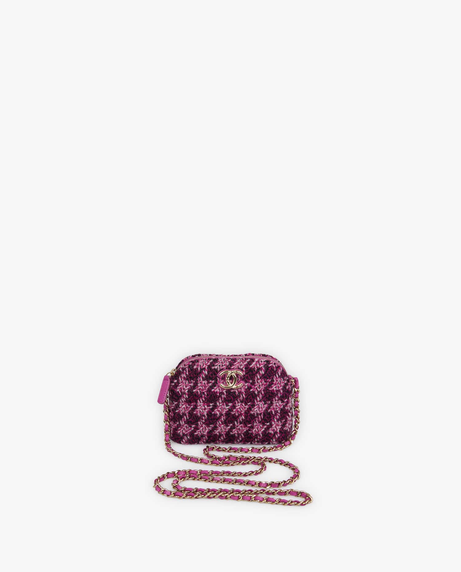Chanel — Mini sac Chanel tweed rose bandoulière