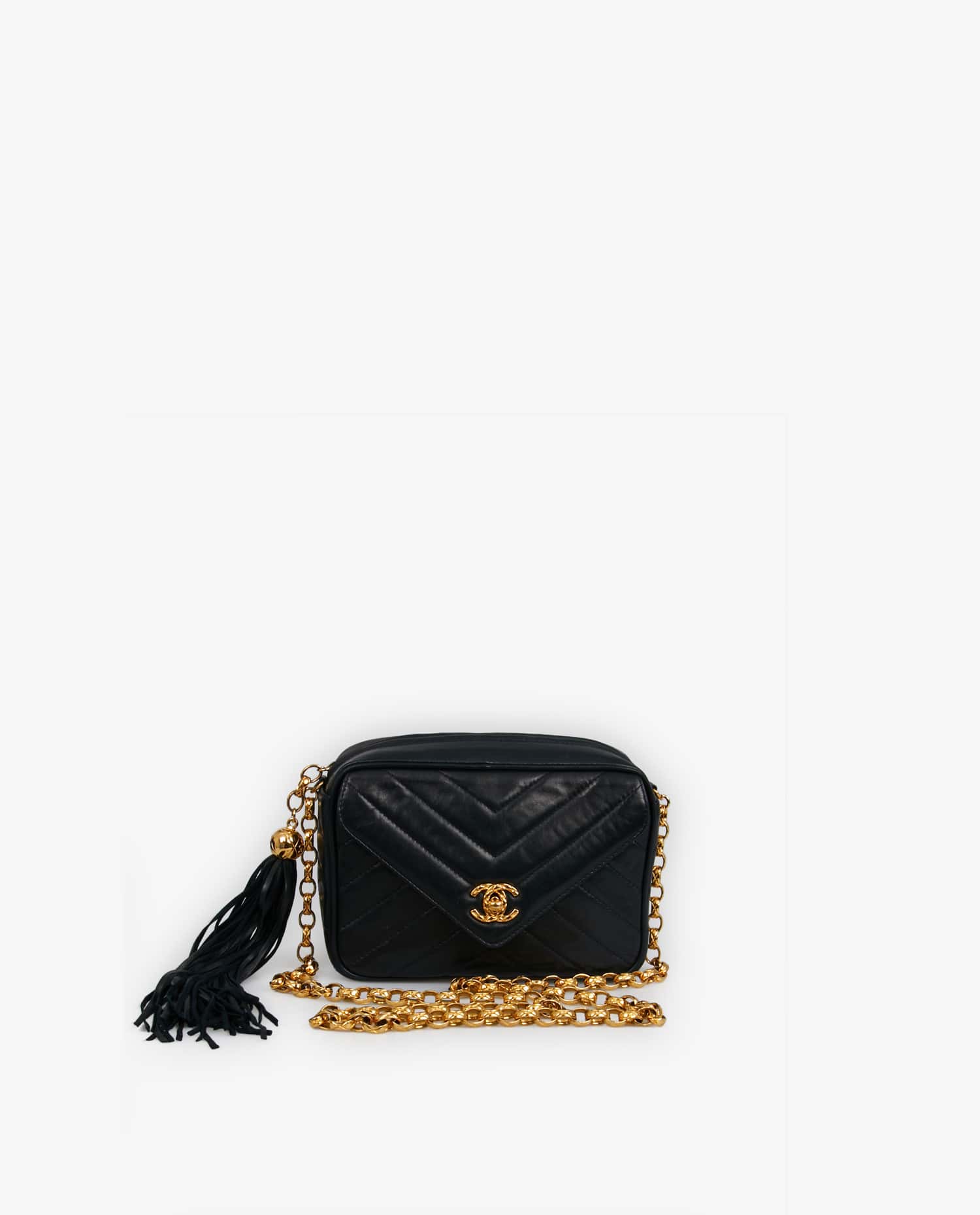 Chanel — Petit sac Camera Chanel vintage cuir bleu marine