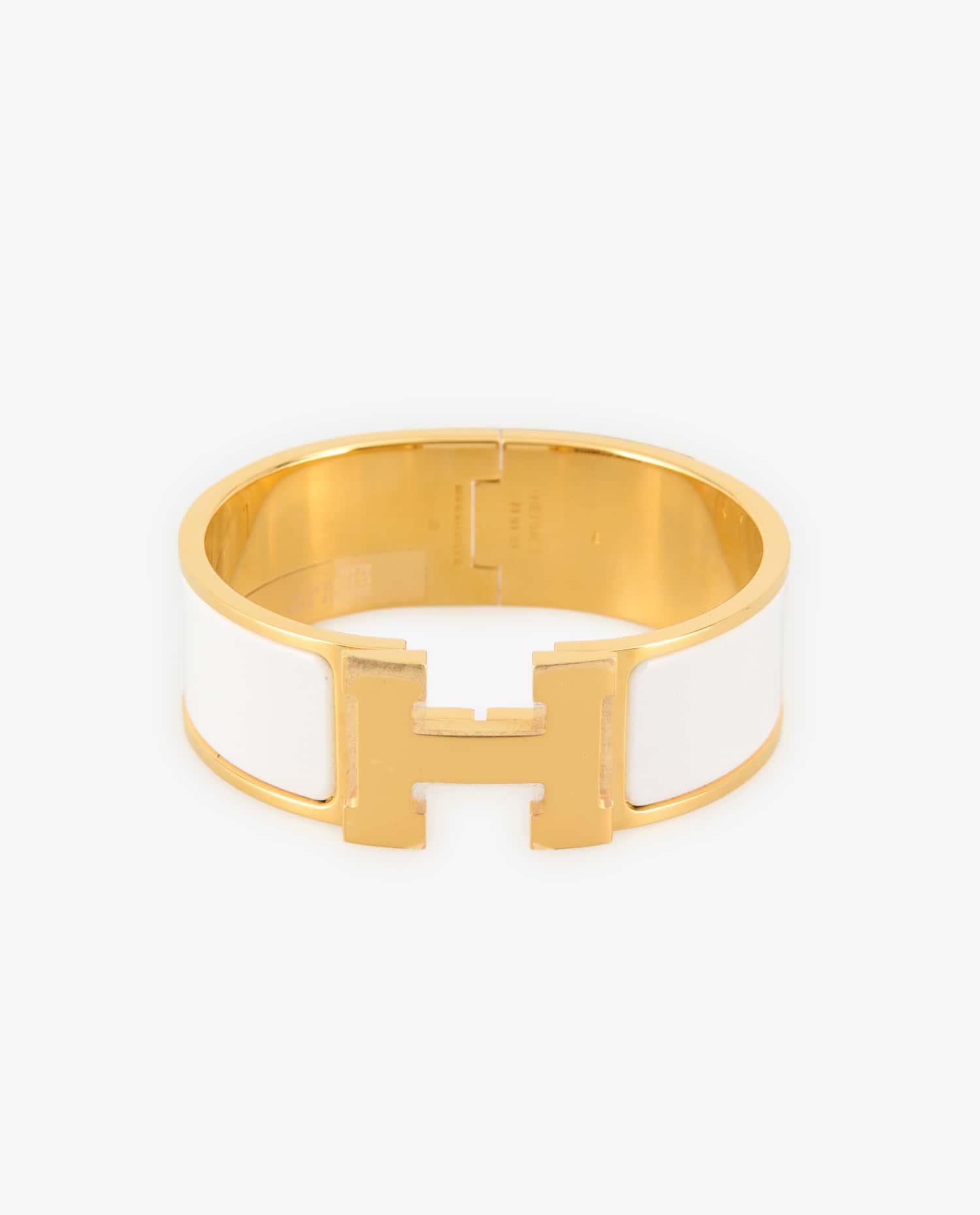 HERMÈS — Bracelet Clic H Hermès émail blanc