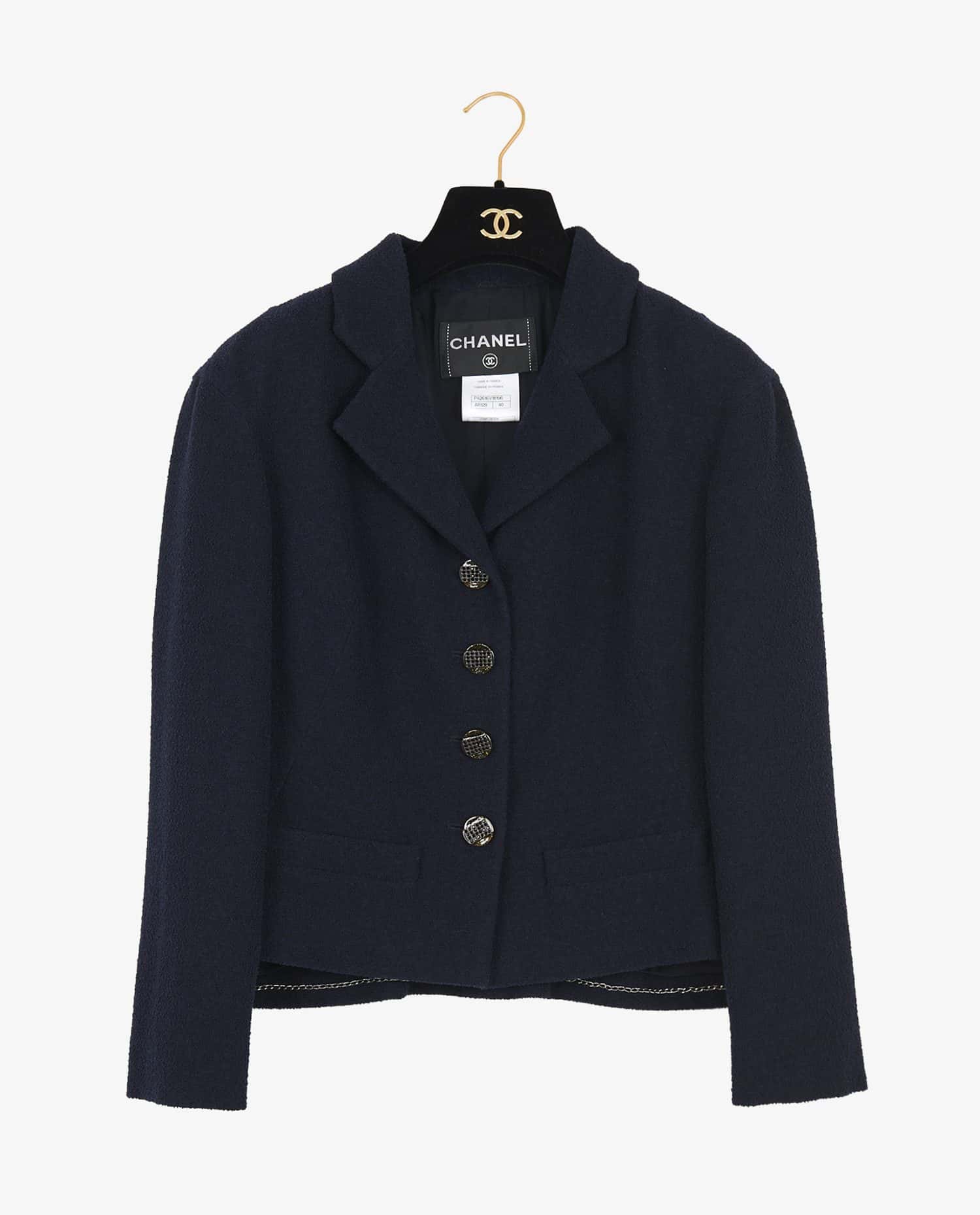 Chanel — Chanel navy blue tweed jacket