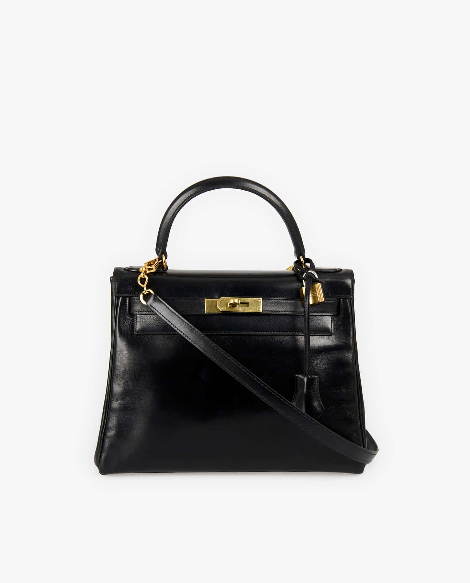 HERMÈS — Kelly 28 Hermès vintage box noir Année 1959