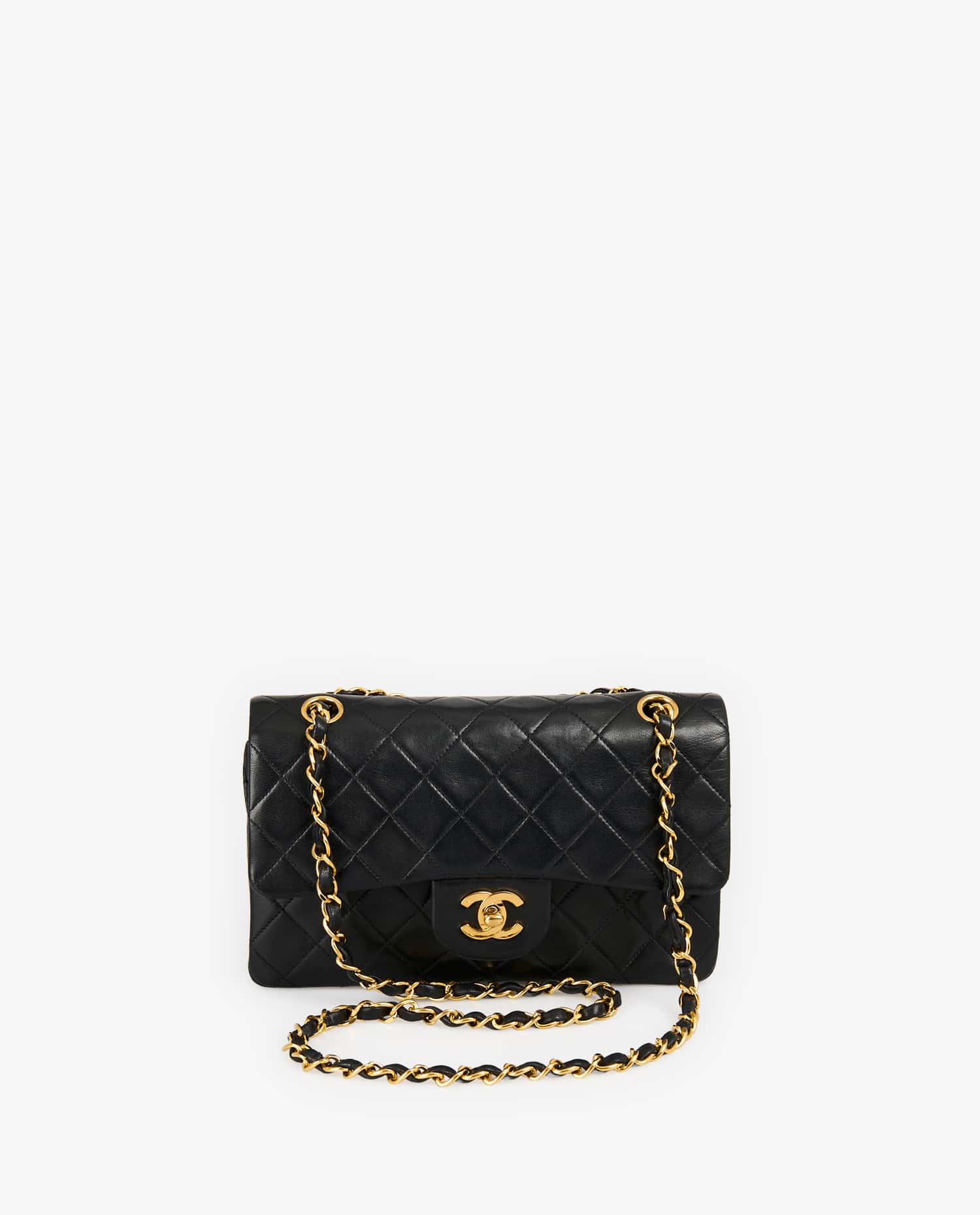 Chanel — Classic 23cm black lambskin leather Chanel bag