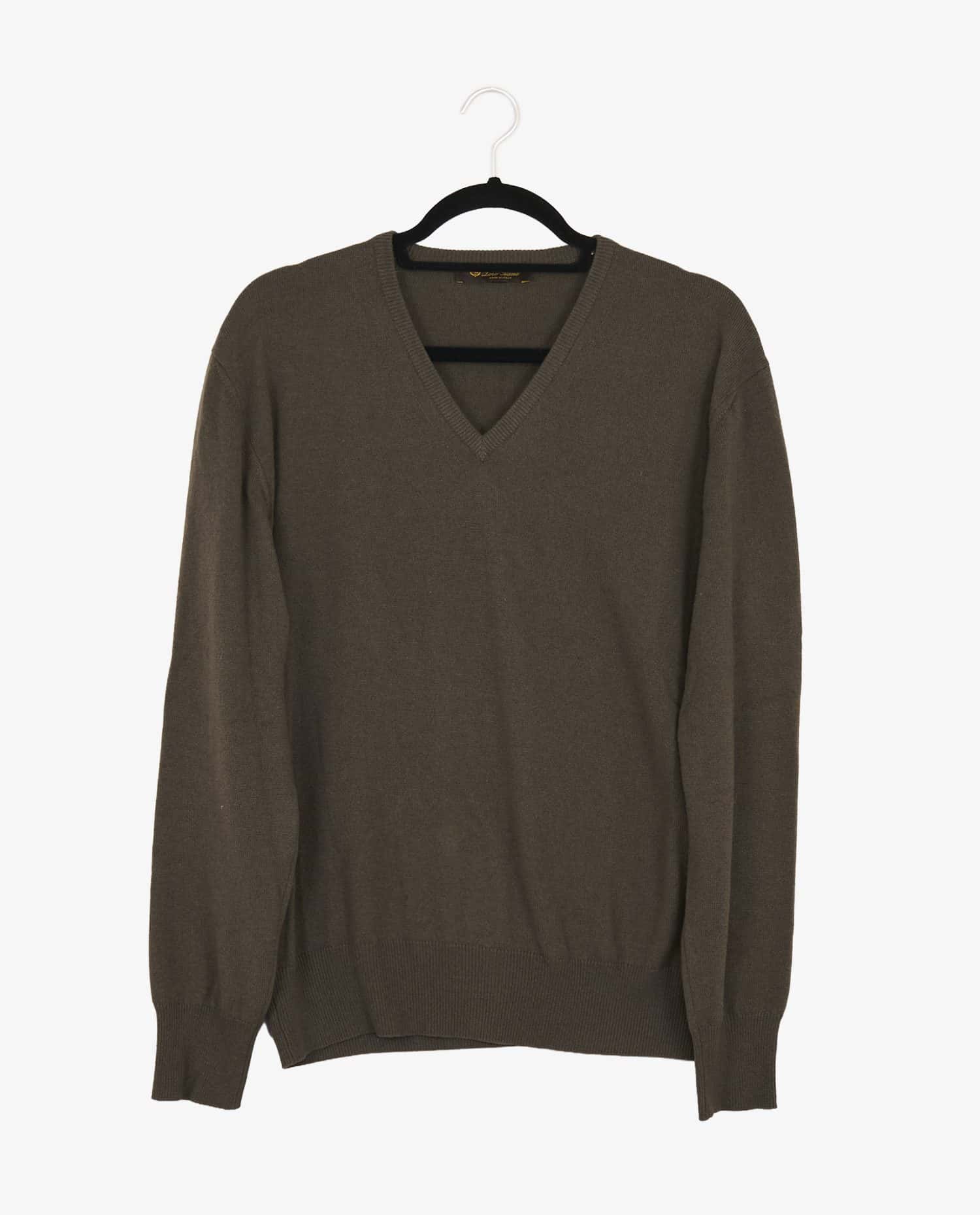 Loro Piana — Pull col V Loro Piana cachemire vert