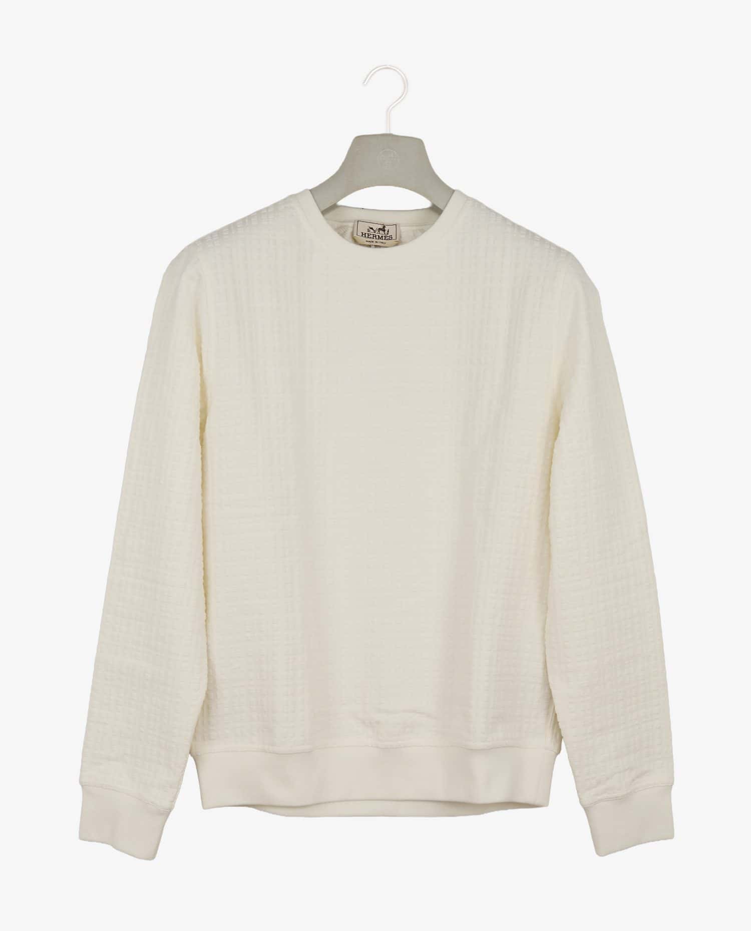 HERMÈS — Sweat Hermès coton blanc col rond