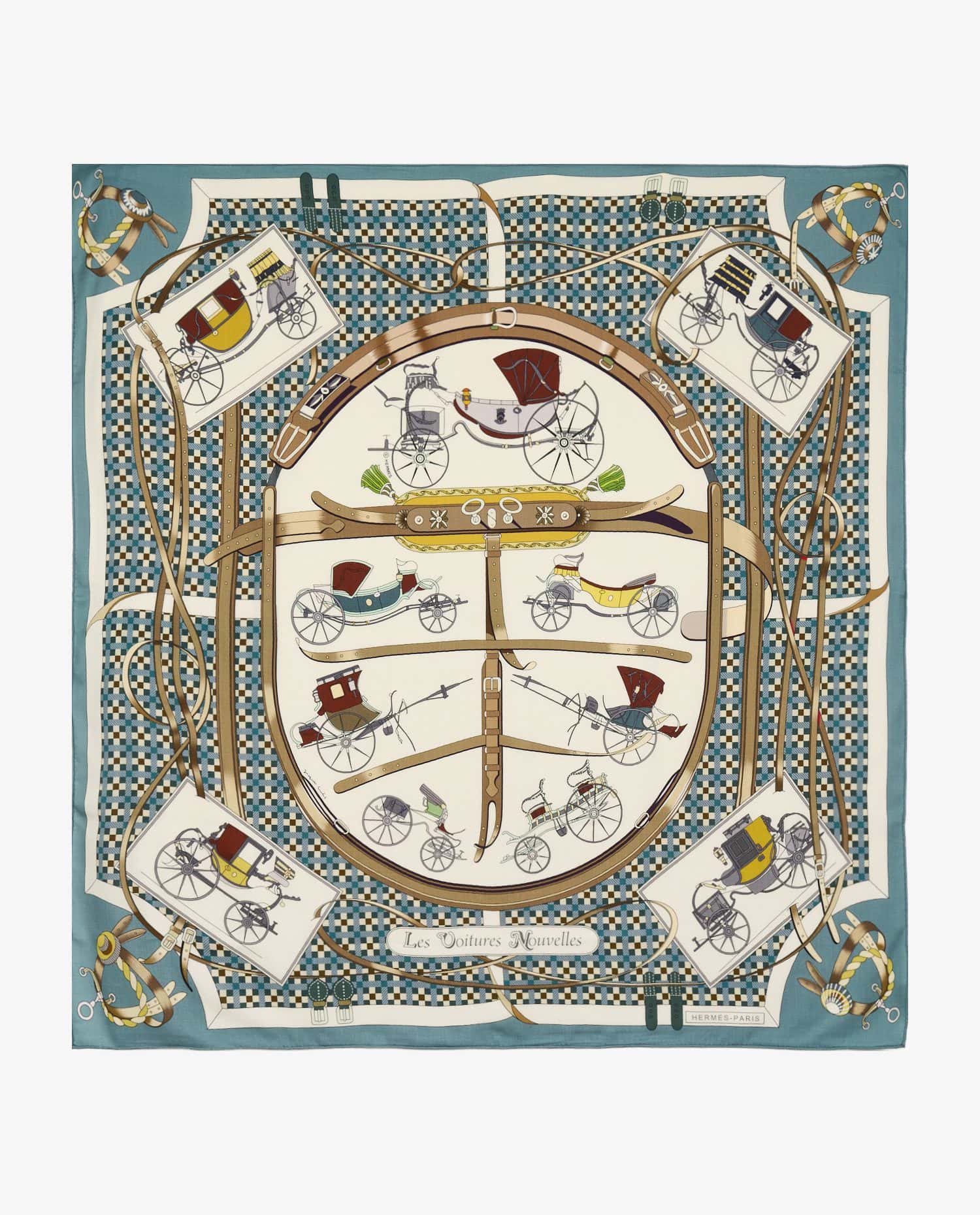 HERMÈS — Châle Hermès "Les voitures nouvelles"