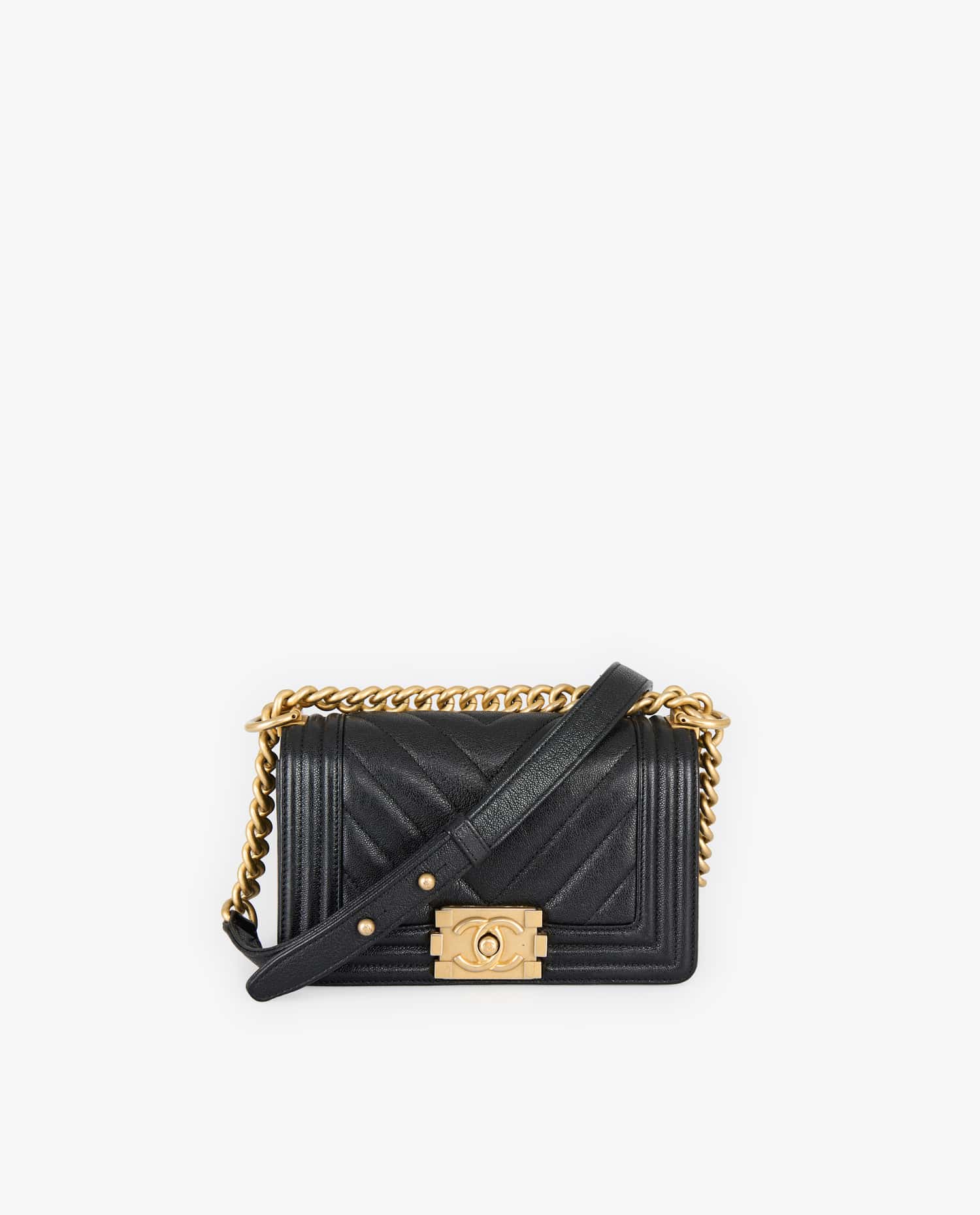 Chanel — Small Boy Chanel bag in black grained leather