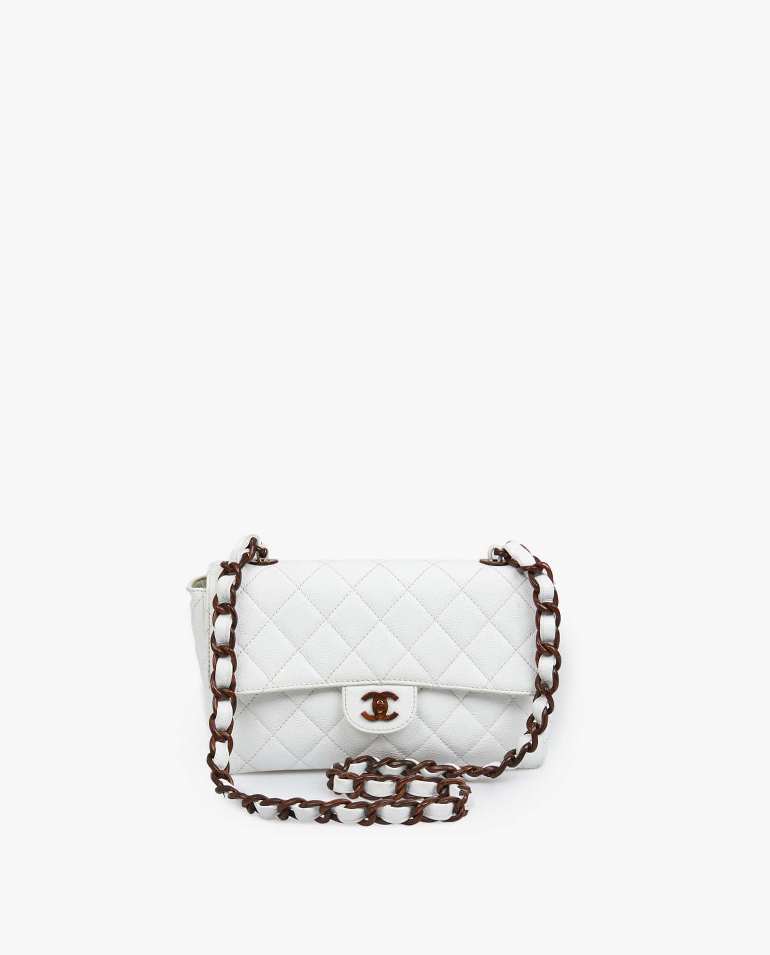 Chanel — Sac Chanel cuir grainé blanc