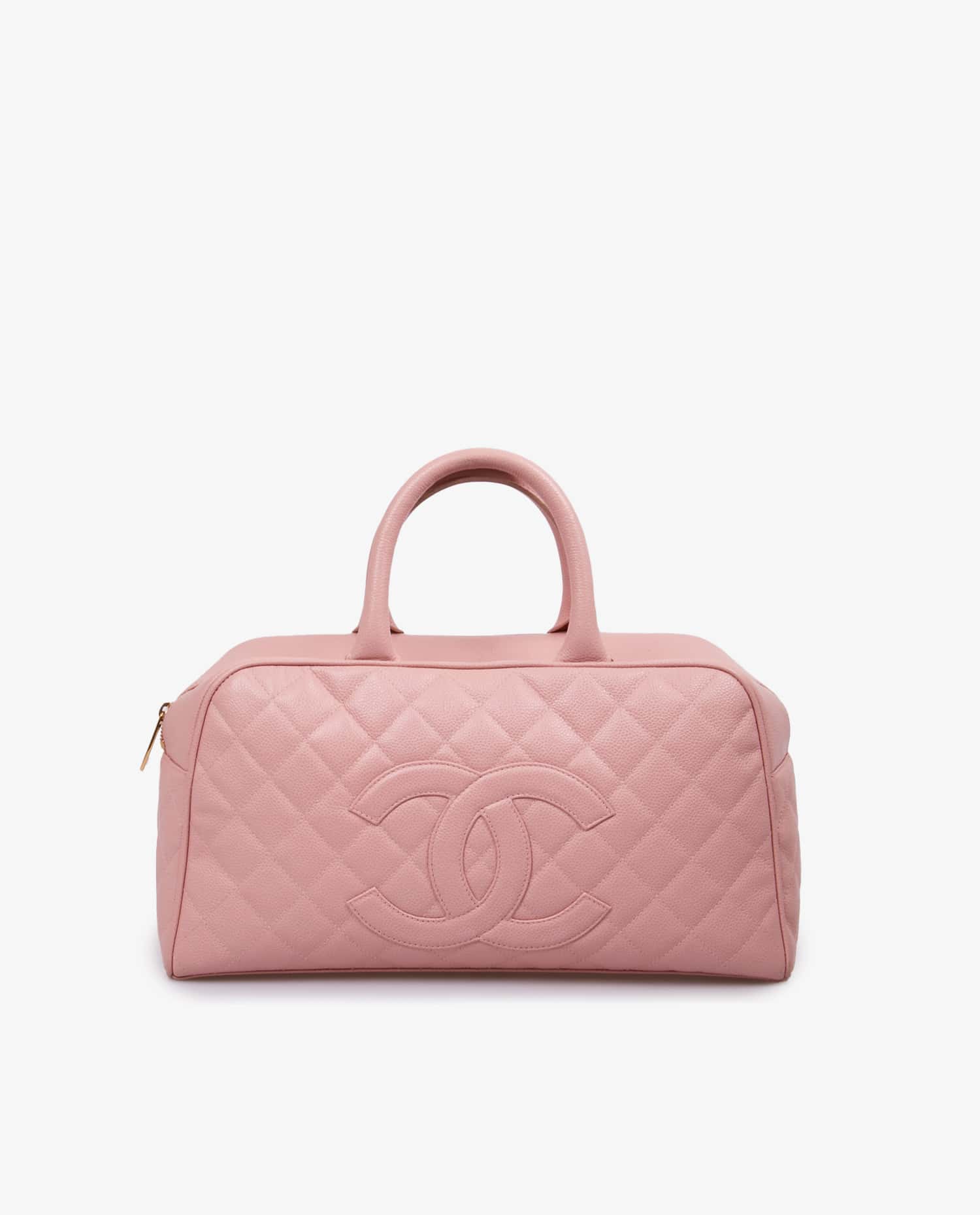 Chanel — Sac Boston Chanel cuir caviar rose pâle