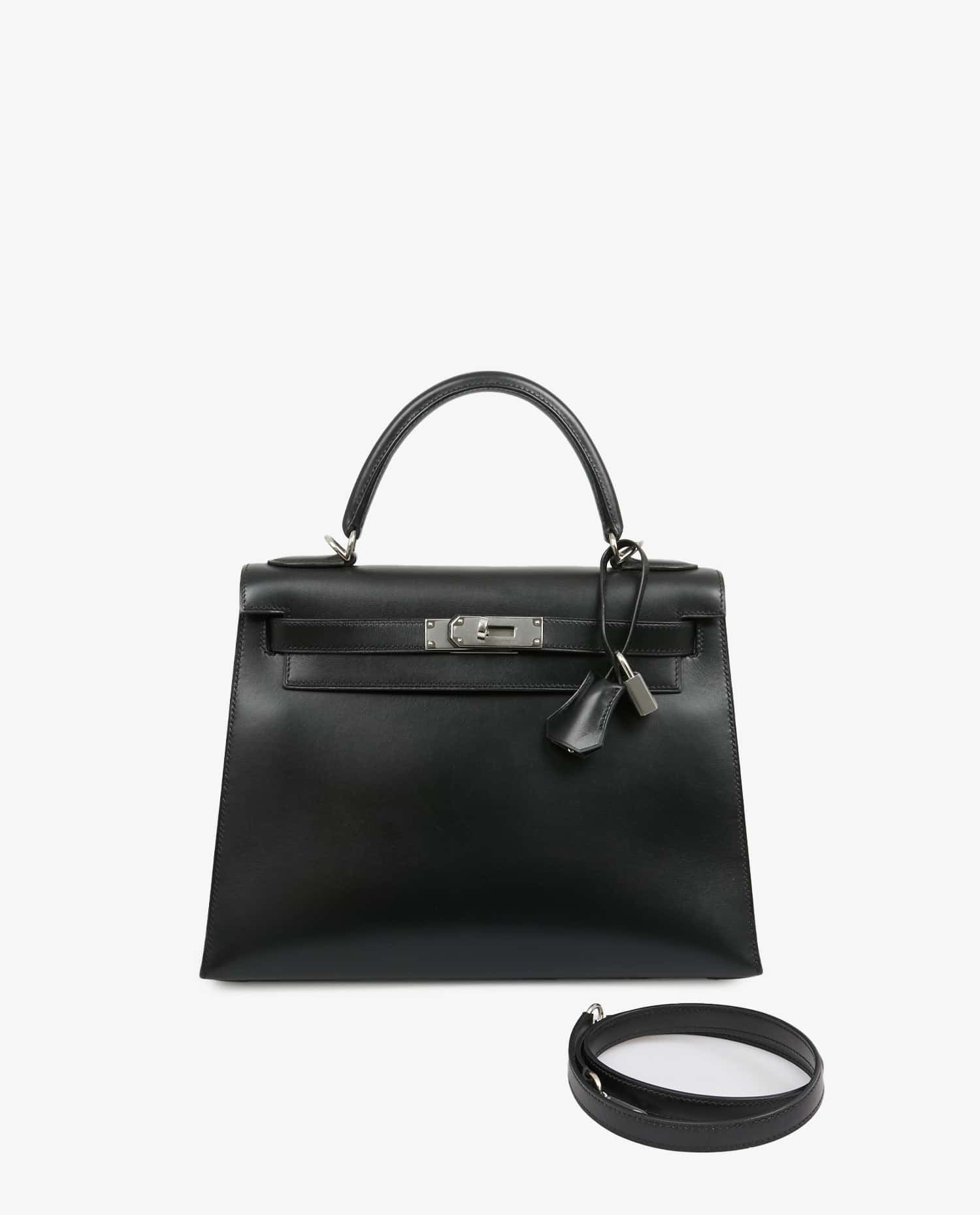HERMÈS — Kelly II Hermès box noir palladium