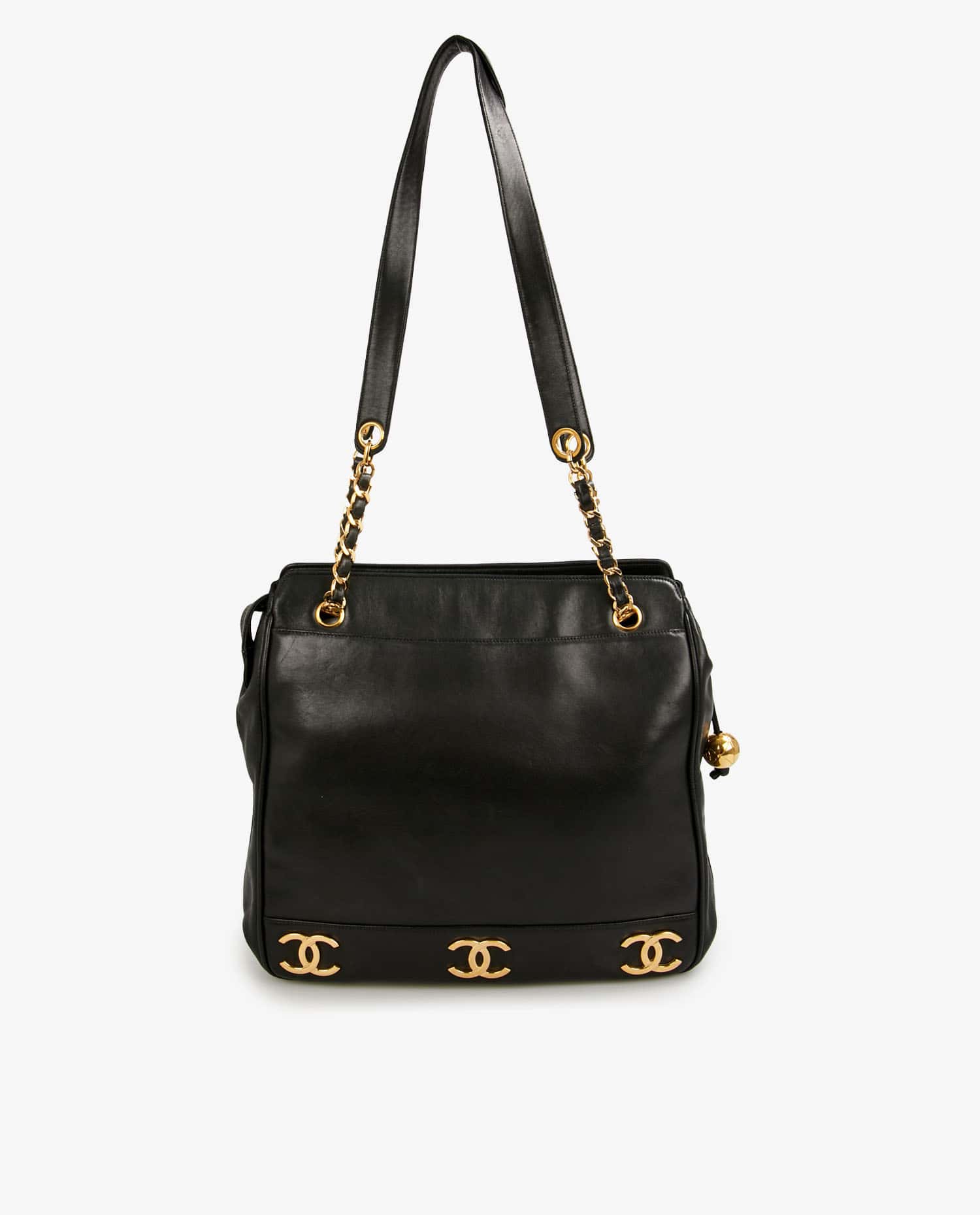 Chanel — Vintage Chanel Black Lambskin Tote