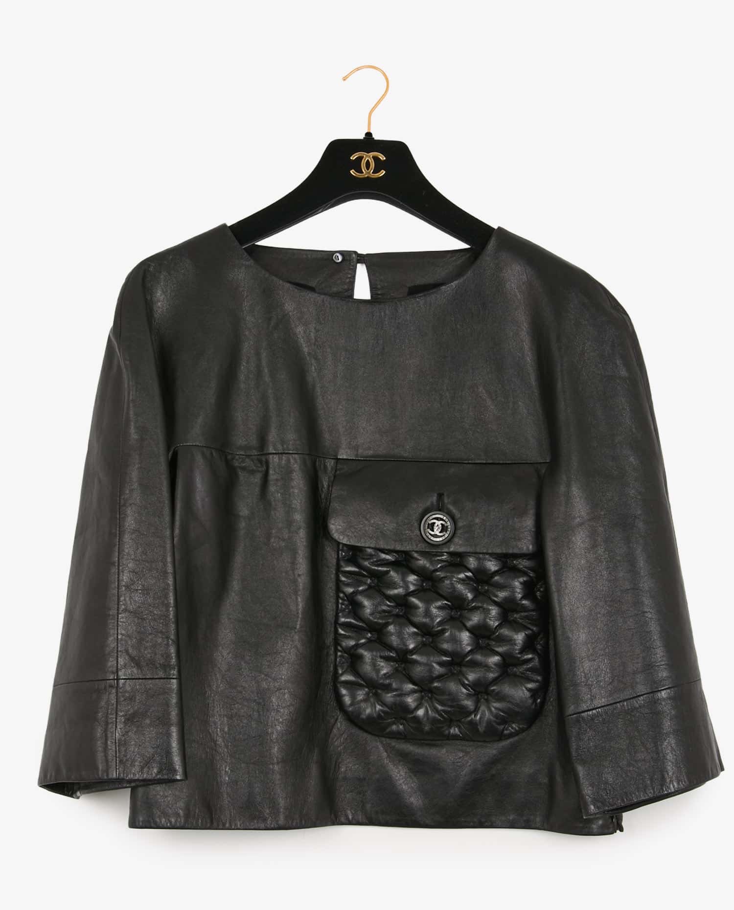 Chanel — Haut Chanel cuir agneau noir