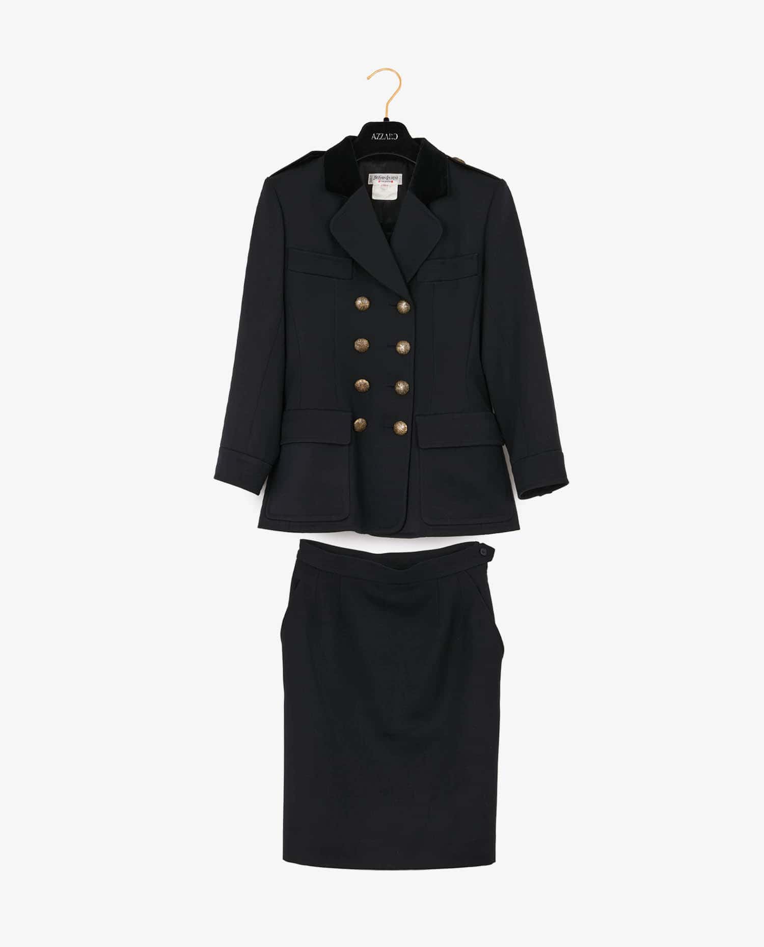 Yves Saint Laurent — Vintage YSL Officer Jacket + Navy Skirt