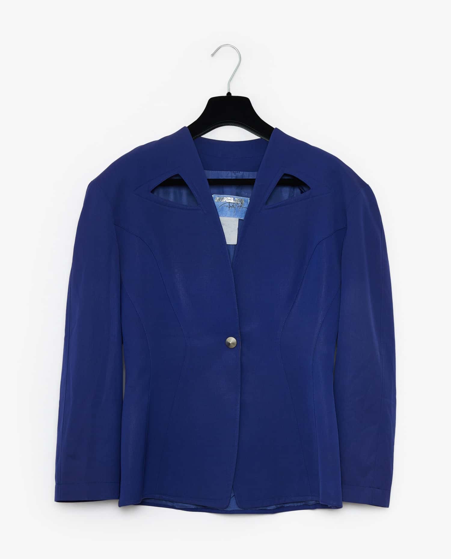 Thierry Mugler — Veste épaulée bleue Thierry Mugler vintage