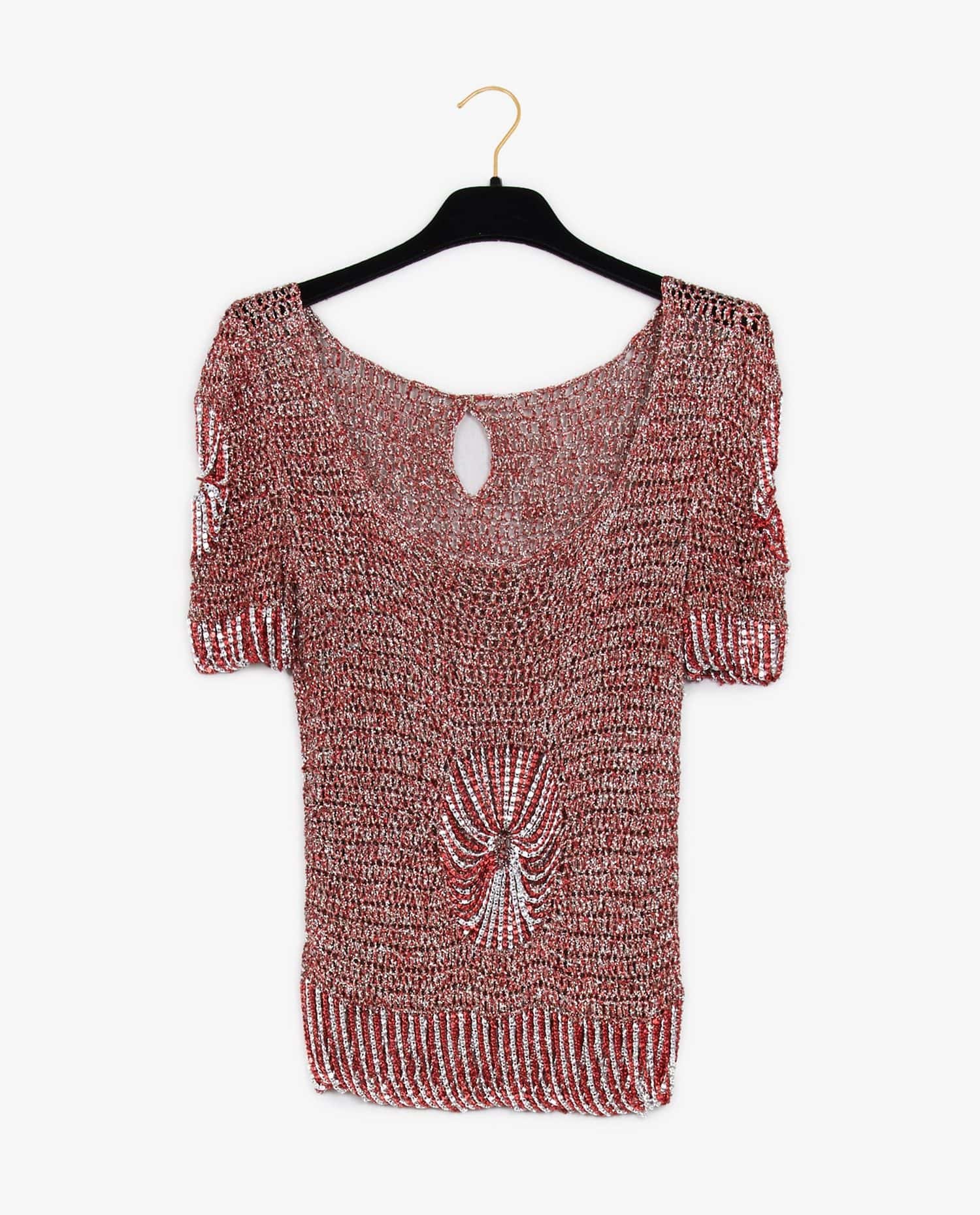 Loris Azzaro — Loris Azzaro red and silver top