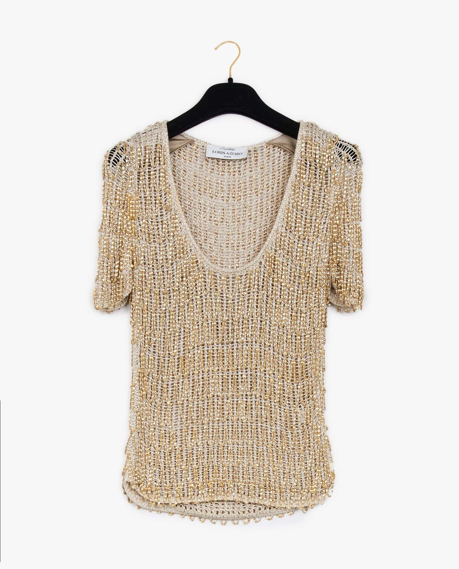 Loris Azzaro — Loris Azzaro gold thread evening top