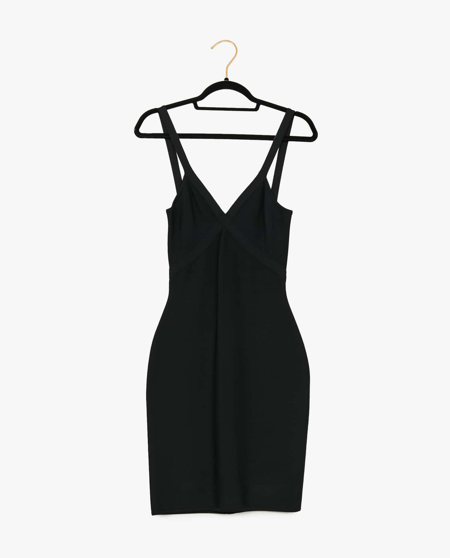 Hervé léger — Robe moulante noire Hervé Léger vintage
