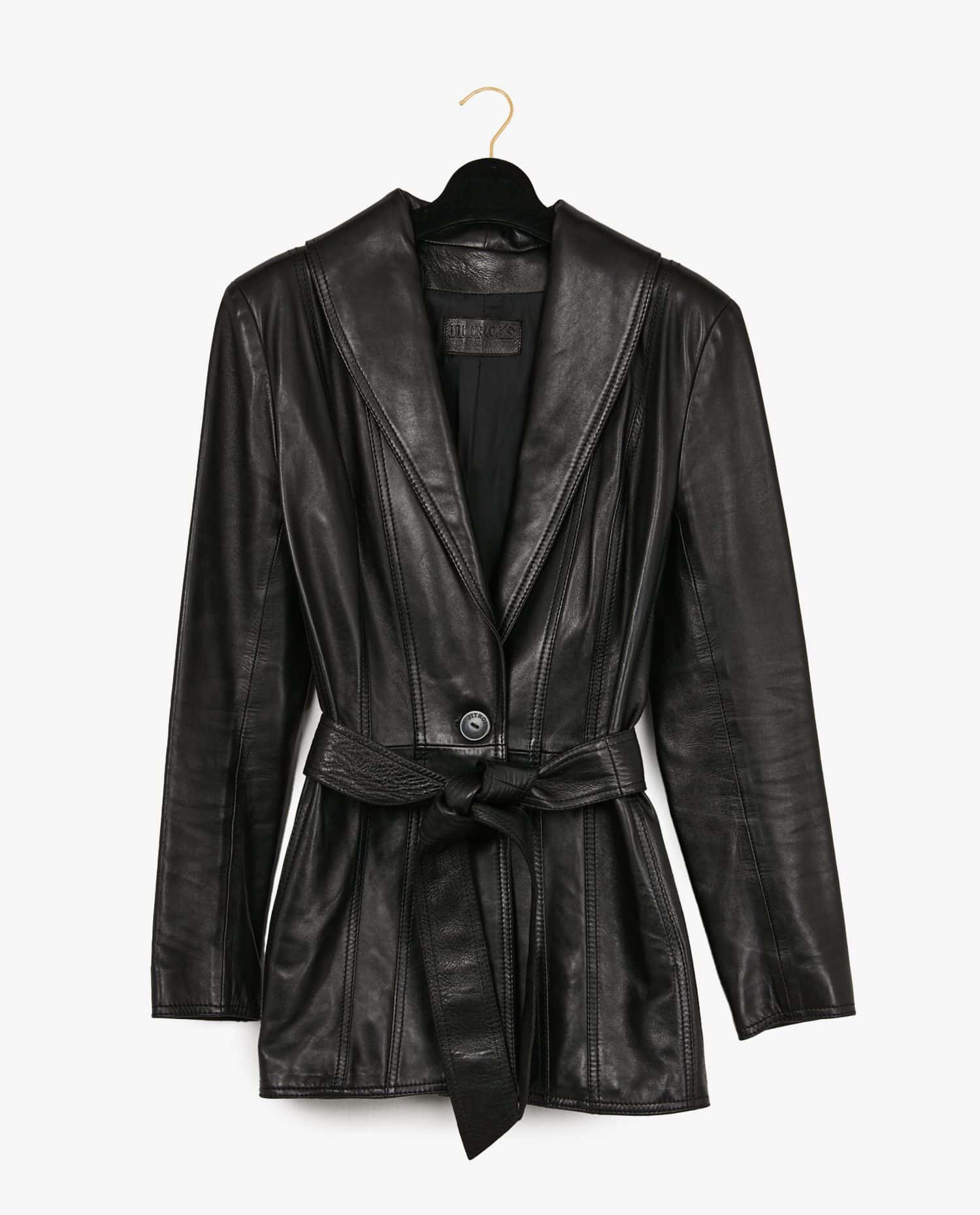 Jitrois — Jitrois black lambskin leather mid-length jacket