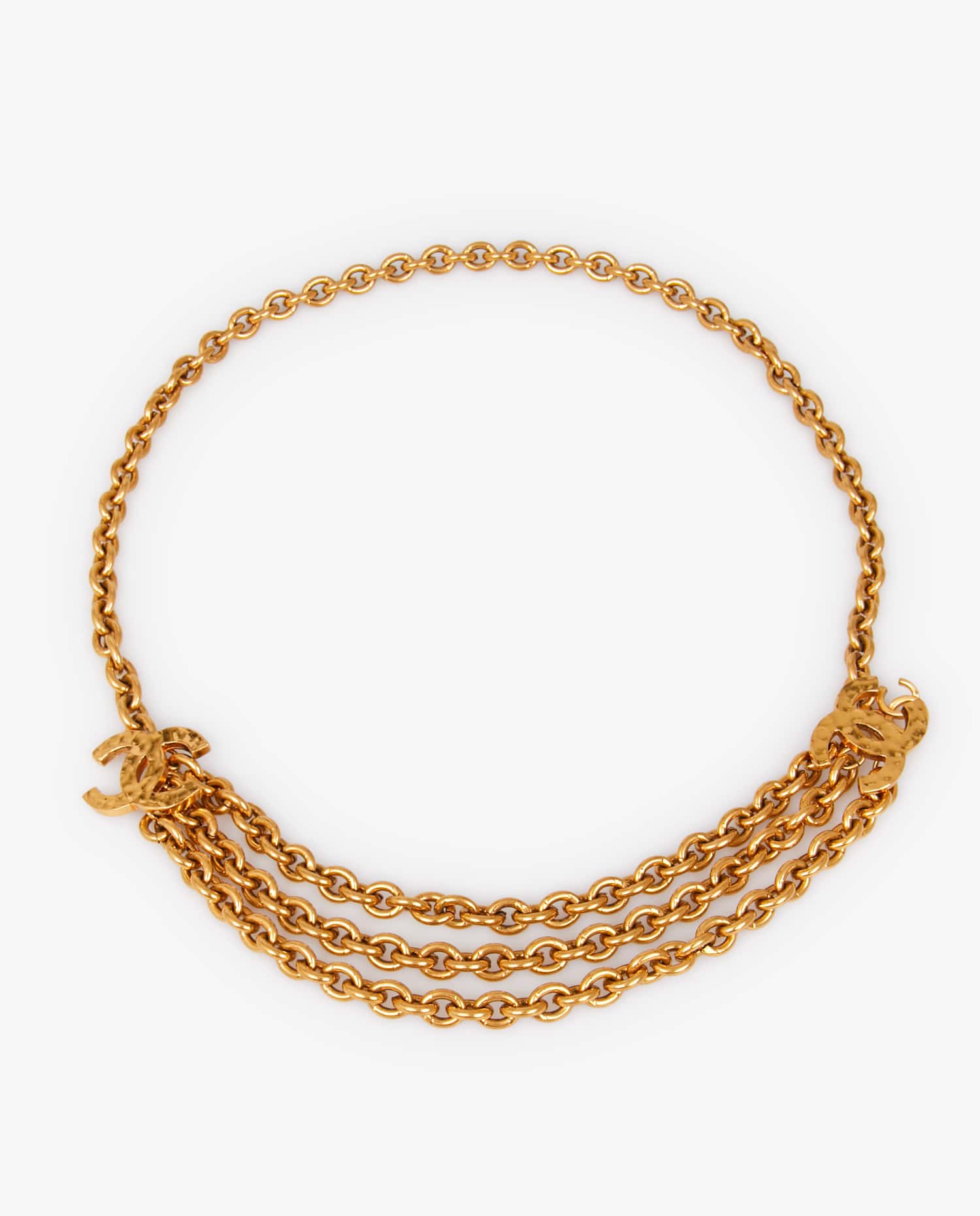 Chanel — Ceinture triple rangs Chanel chaine dorée vintage