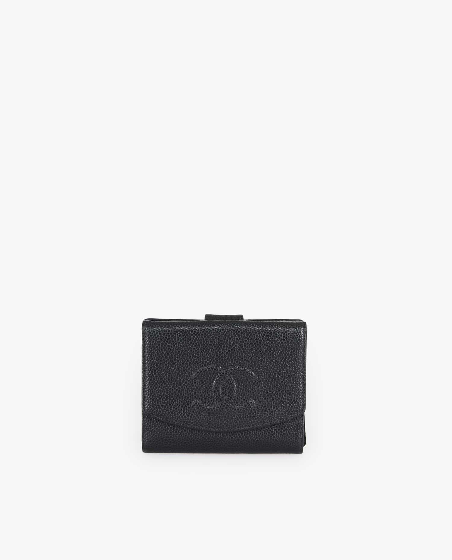 Chanel — Portefeuille Chanel cuir grainé noir