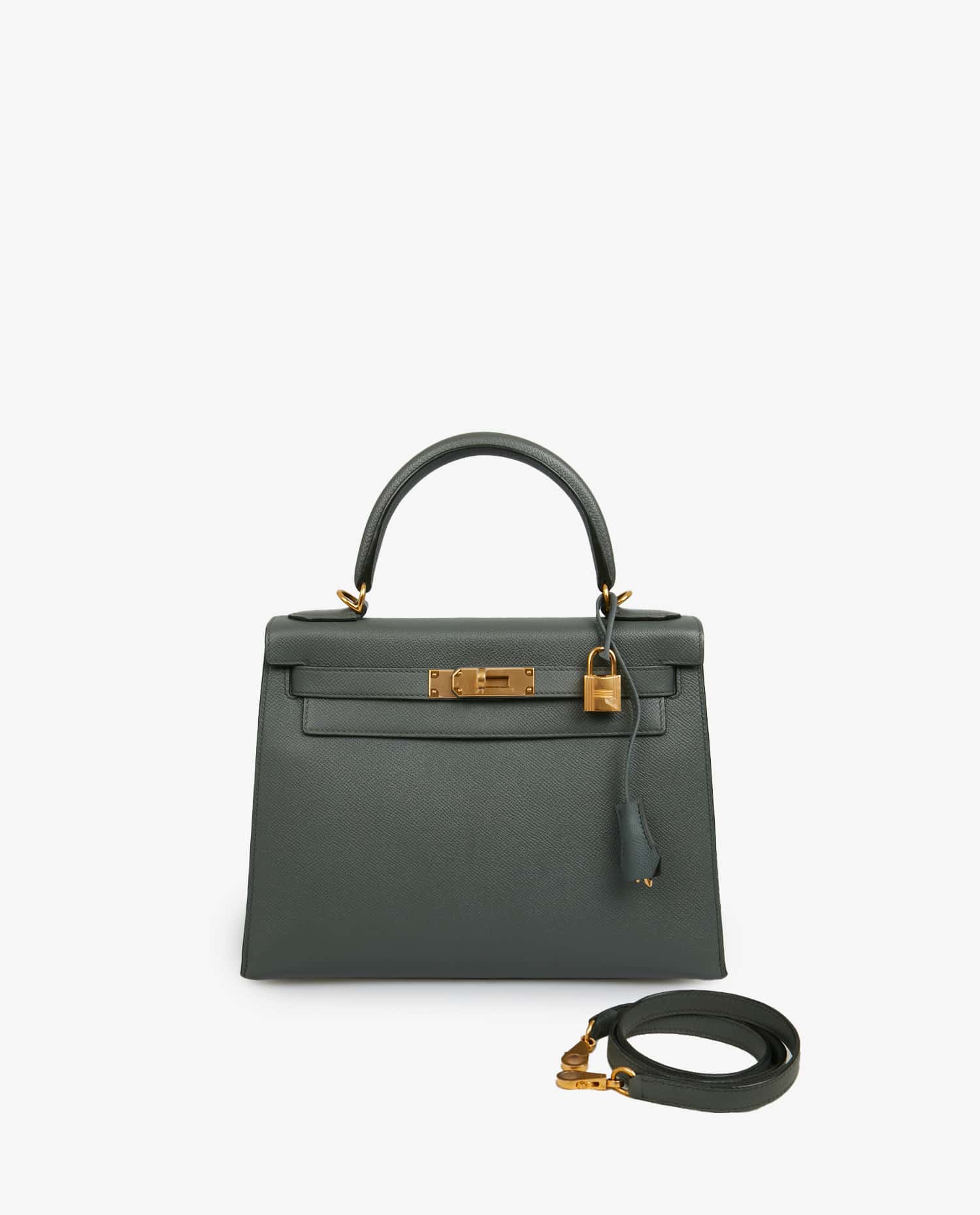 HERMÈS — Kelly II sellier Hermès epsom vert amande