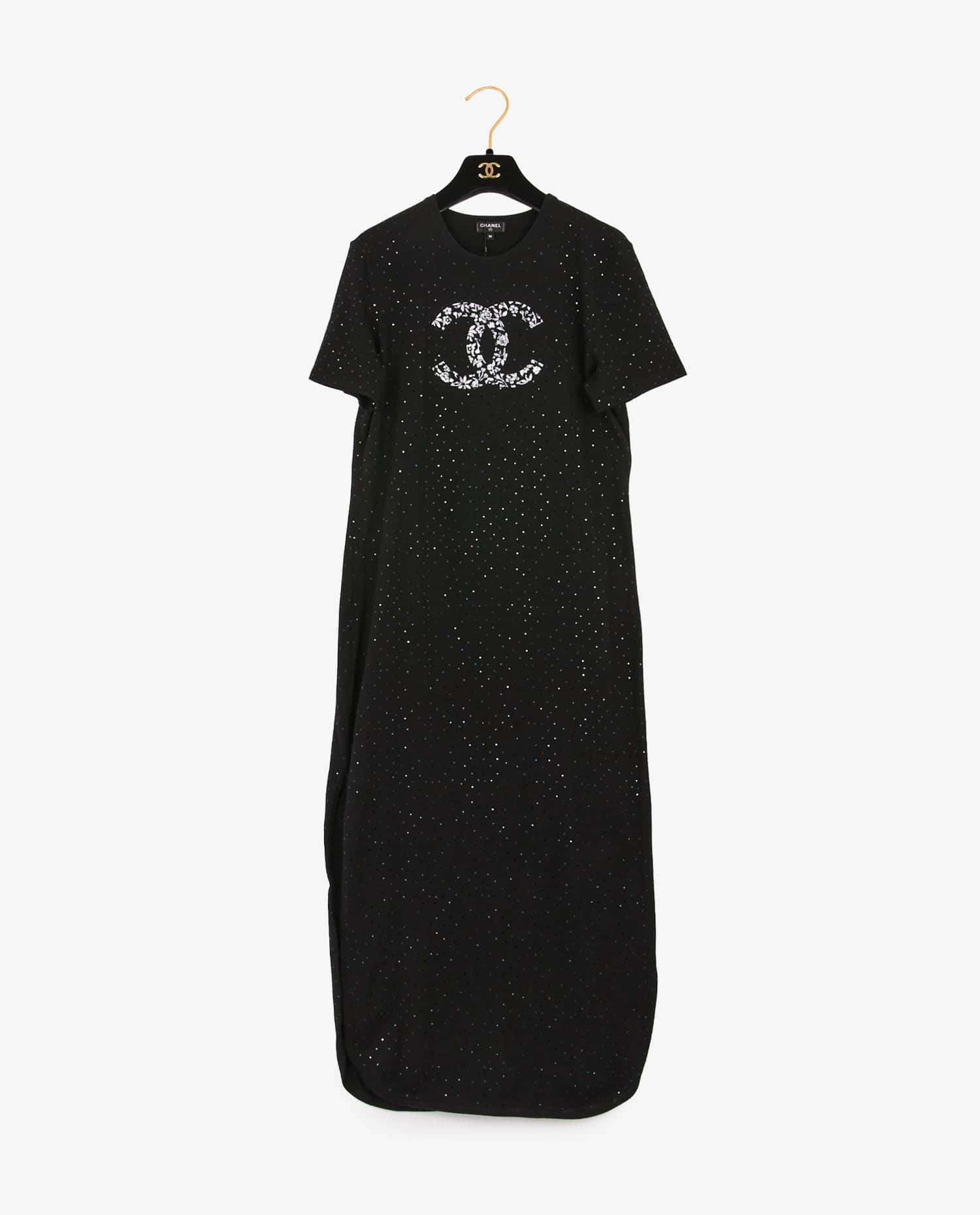 Chanel — Robe longue Chanel coton noir