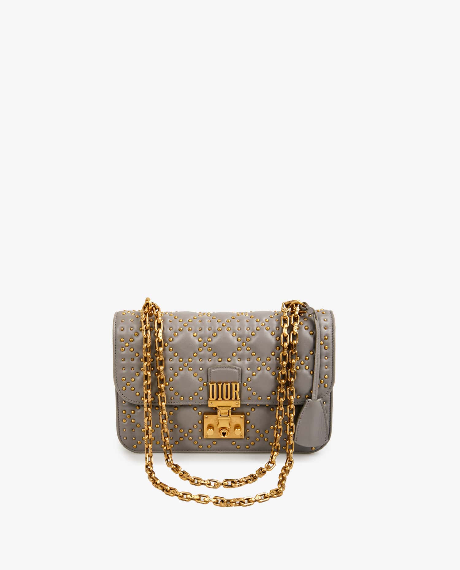 Christian Dior — Sac Diorama cuir gris clouté