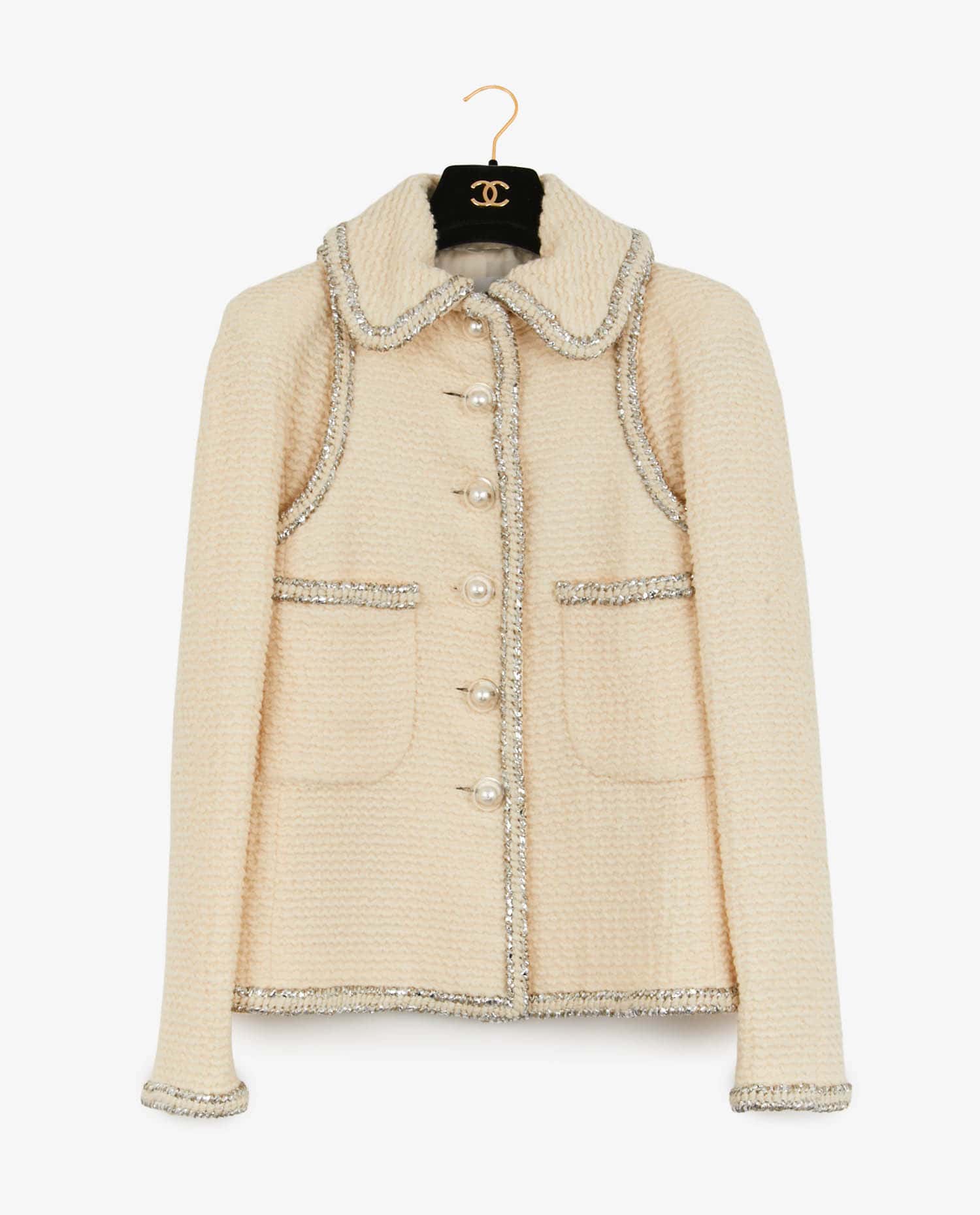 Chanel — Chanel White Tweed Jacket