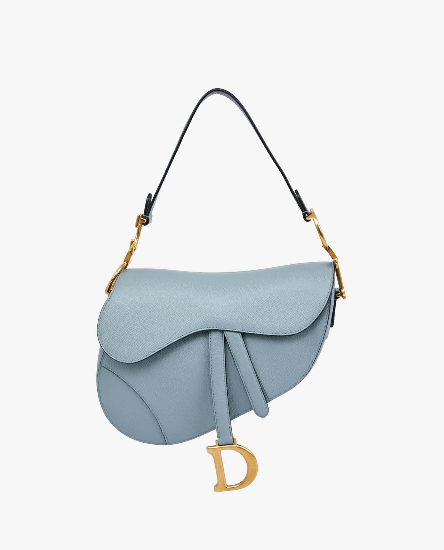 Christian Dior — Sac Saddle Dior cuir grainé gris clair