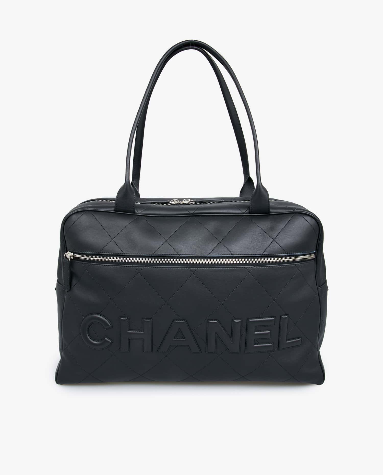 Chanel — Sac Bowling Chanel XL cuir agneau noir