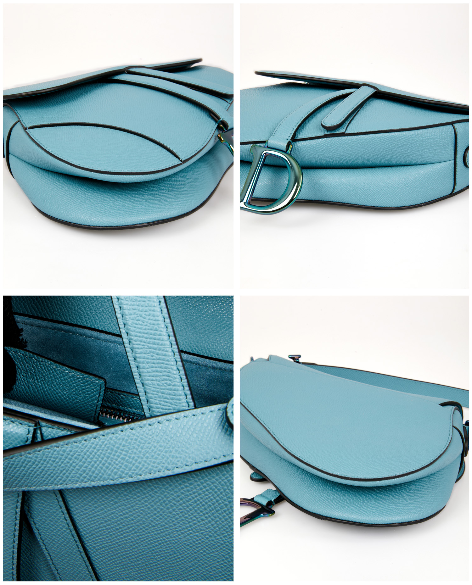 Sac Saddle Dior cuir grainé bleu - Image 6