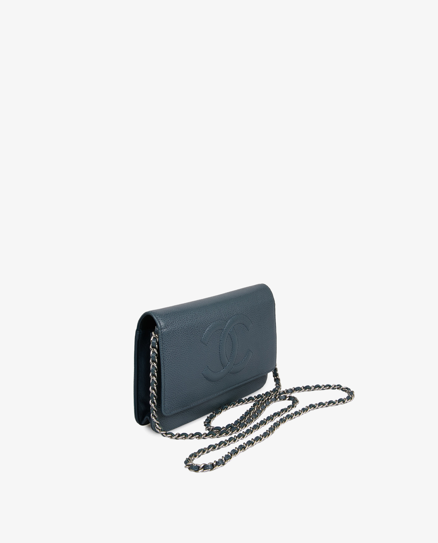 Wallet on chain cuir grainé gris - Image 2