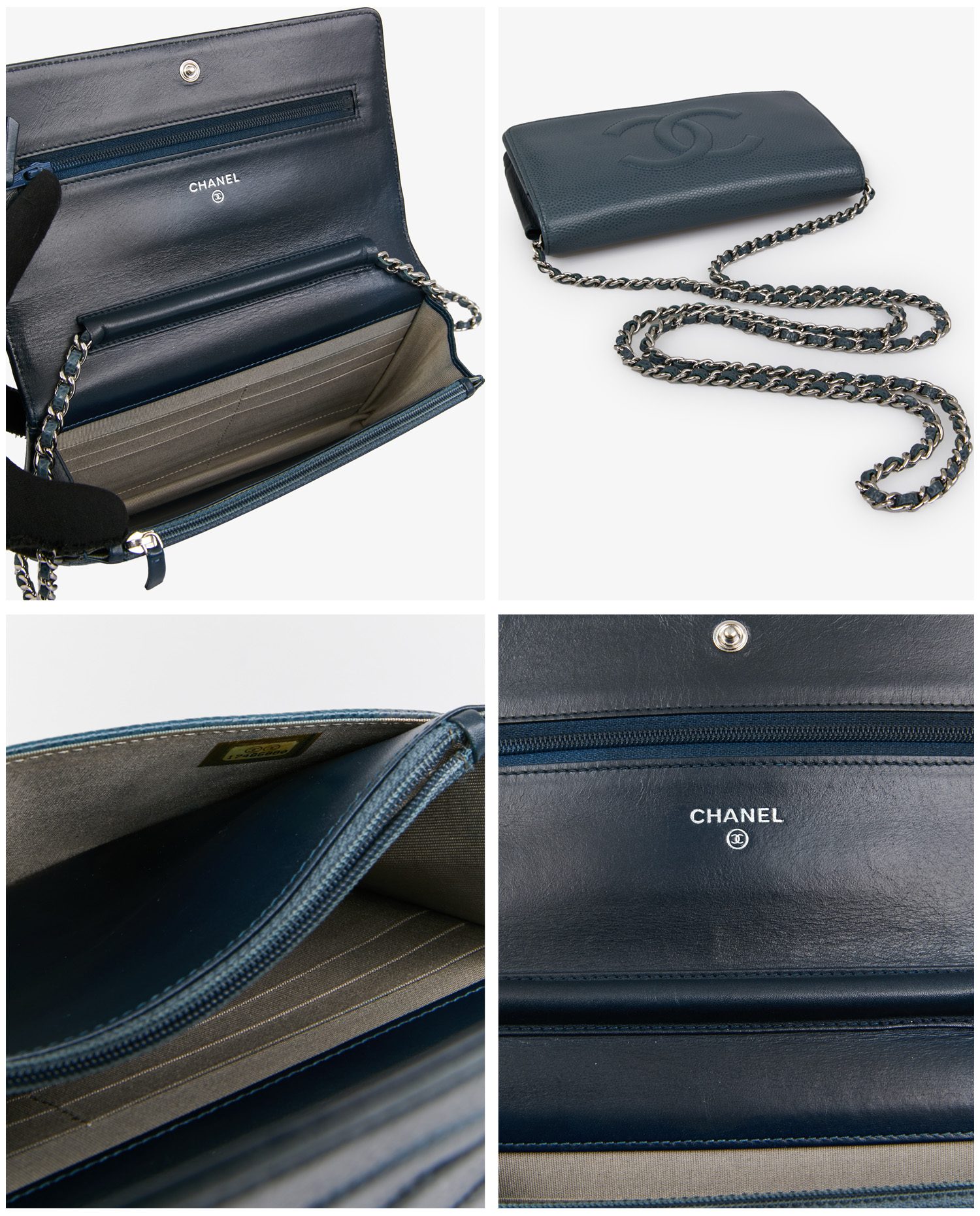 Wallet on chain cuir grainé gris - Image 7